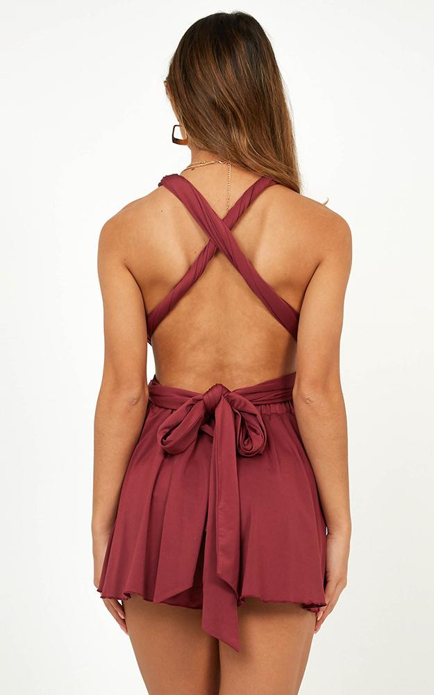 Sugar High Playsuit In Burgundy