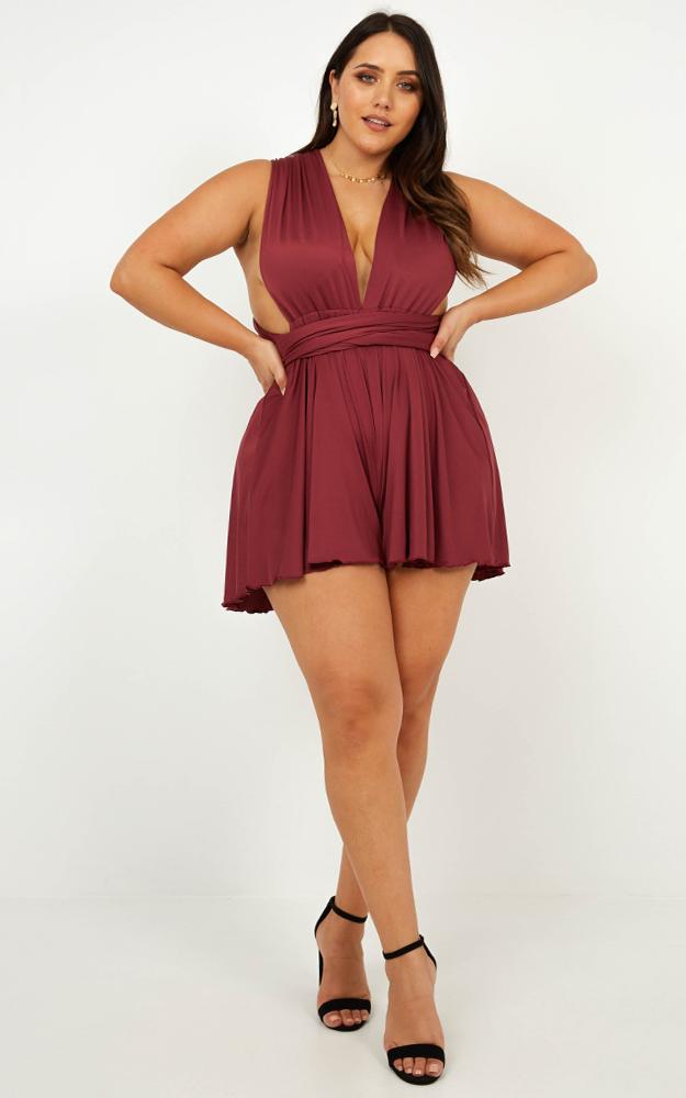 Sugar High Playsuit In Burgundy