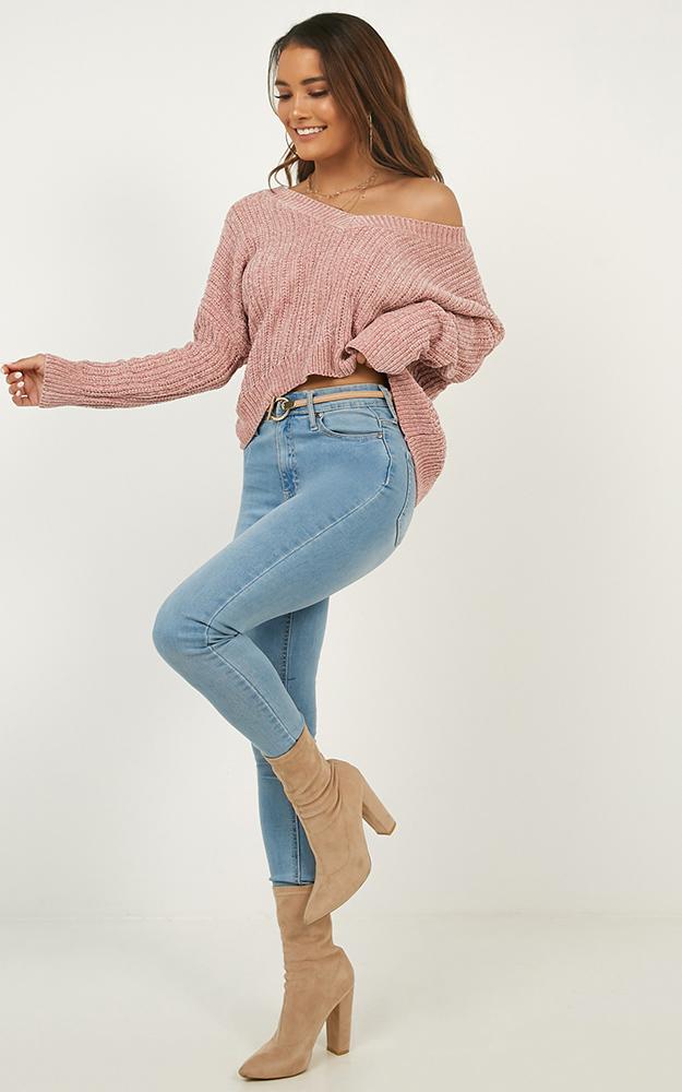 Be Warm Velvet Knit Sweater In Blush
