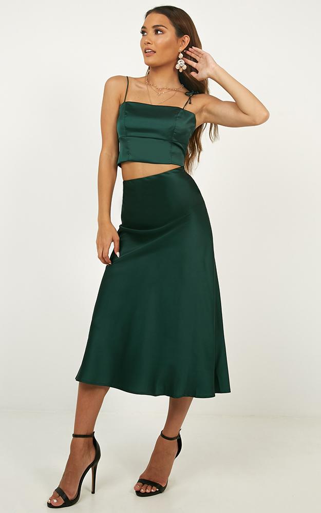 Why Do You Two Piece Set In Emerald Satin