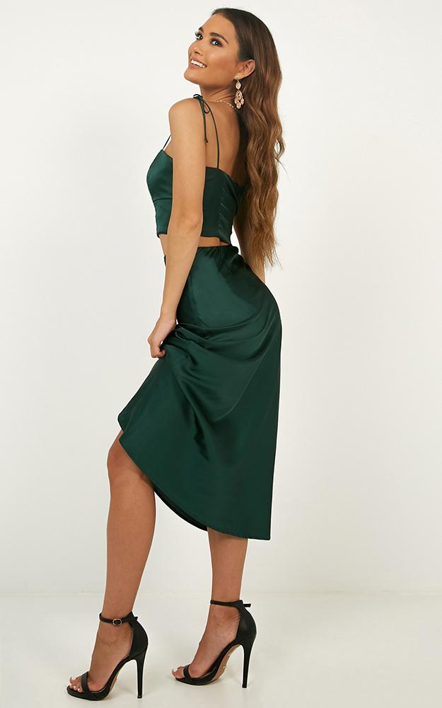 Why Do You Two Piece Set In Emerald Satin