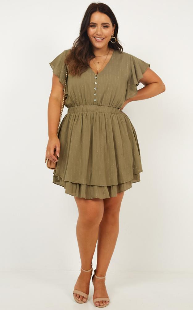 Burning Fire Dress In Khaki