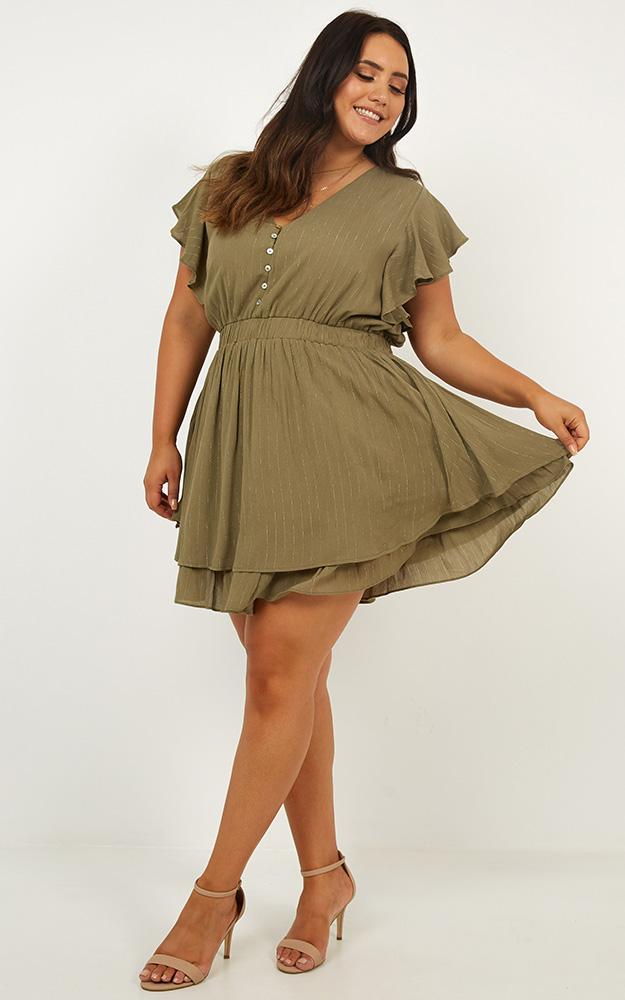 Burning Fire Dress In Khaki