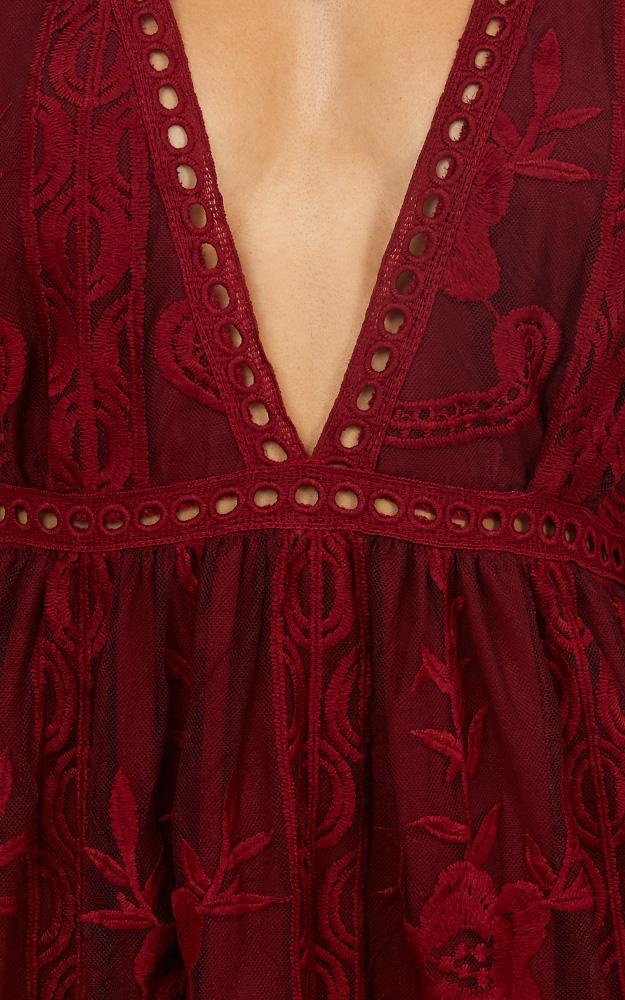 Rolling The Deep Dress In Wine Lace