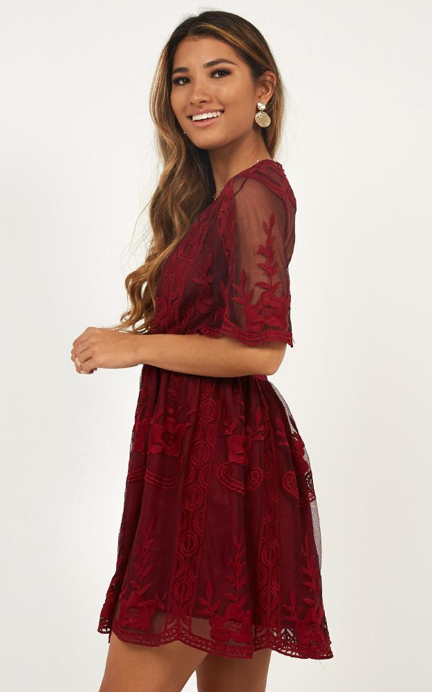 Rolling The Deep Dress In Wine Lace