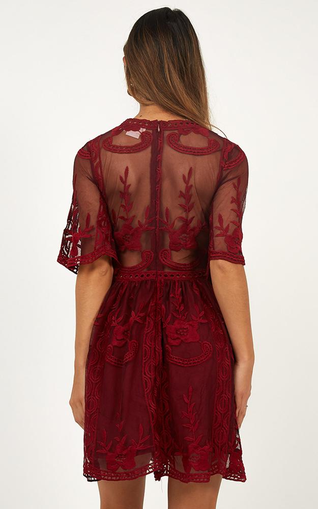Rolling The Deep Dress In Wine Lace