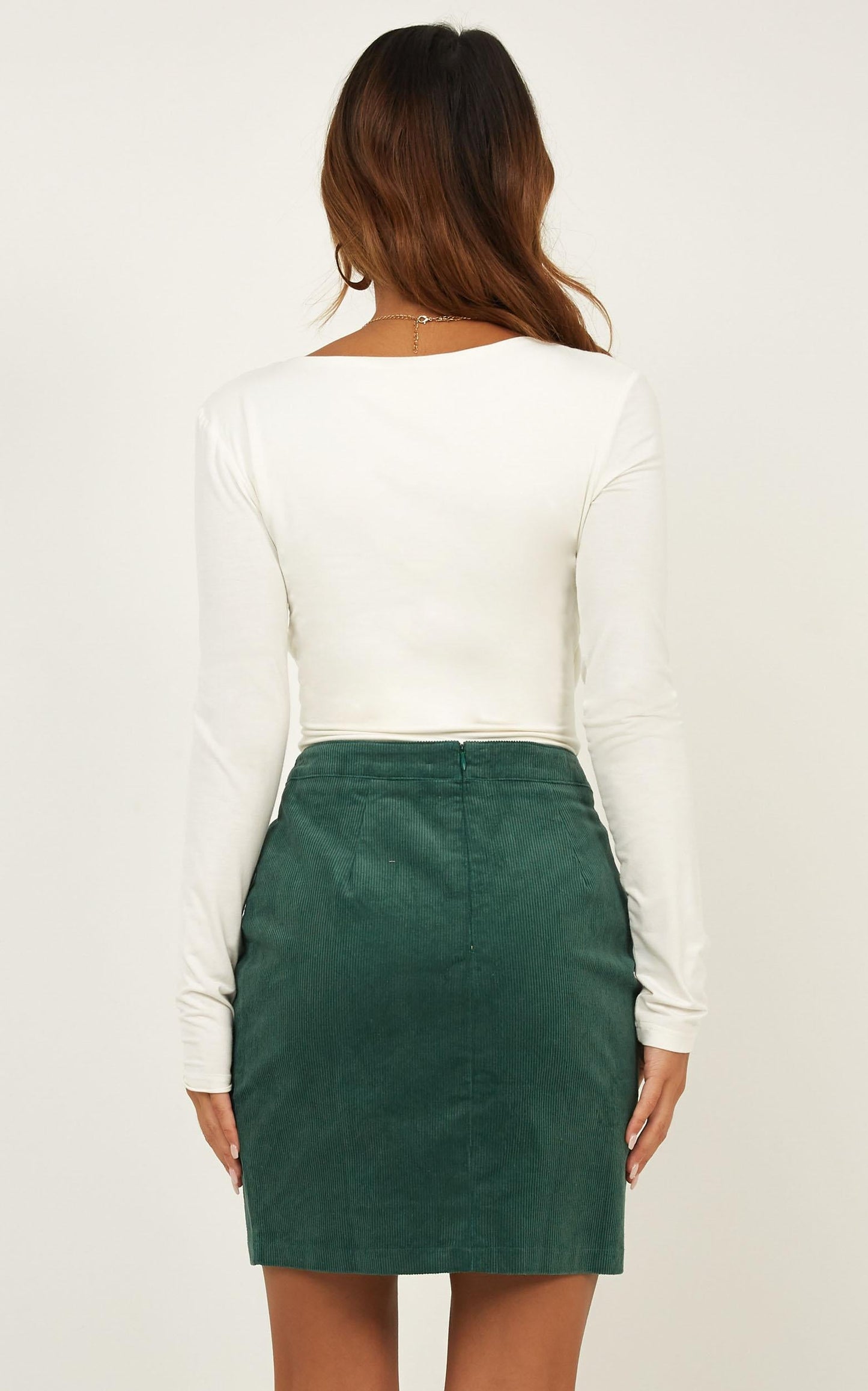 Chase The Sun Skirt In Emerald Cord