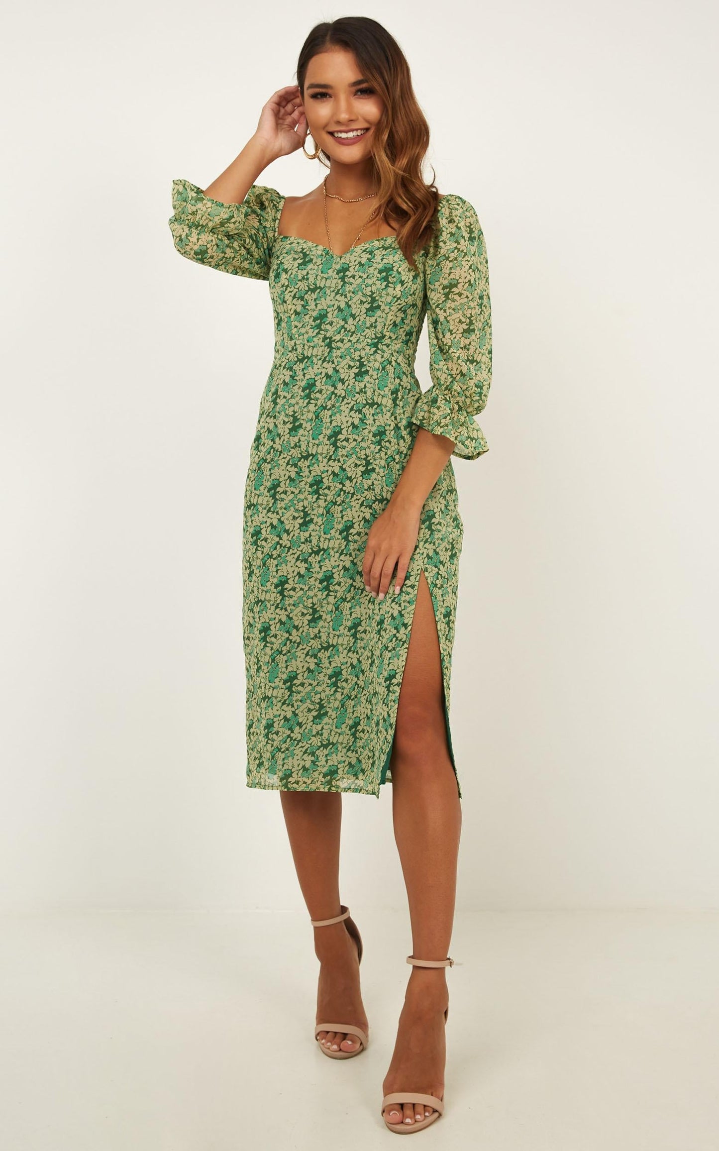 Silence Dress In Green Floral