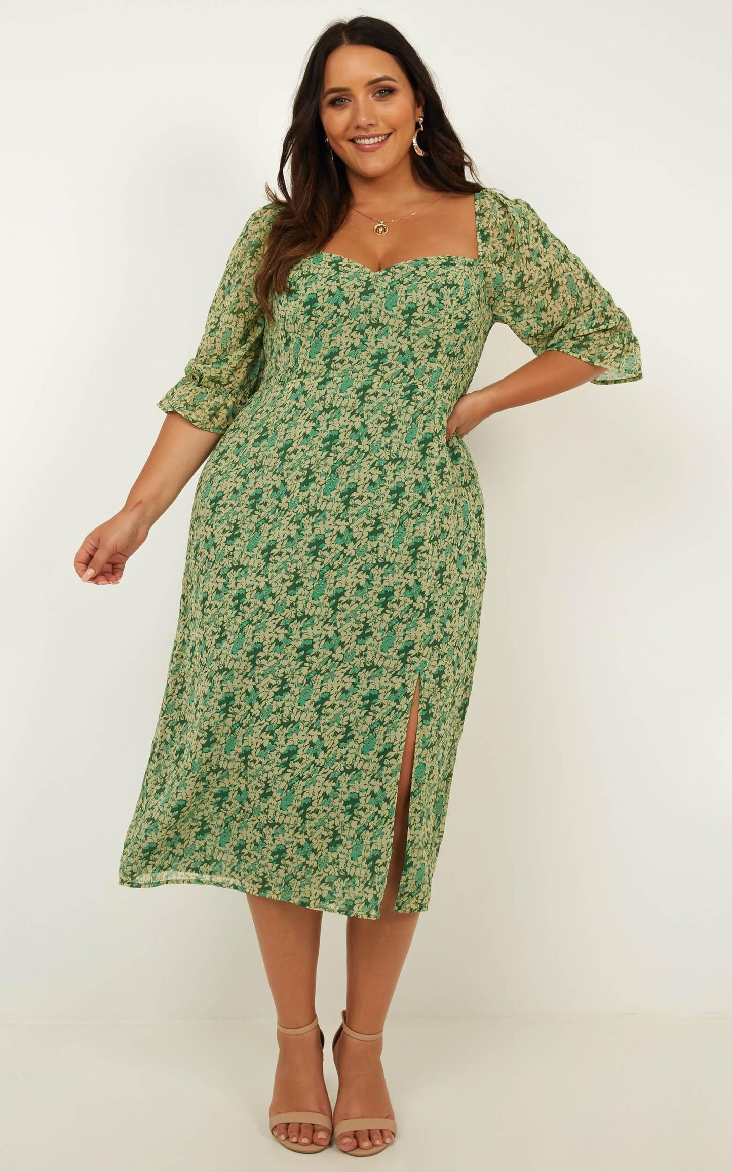 Silence Dress In Green Floral