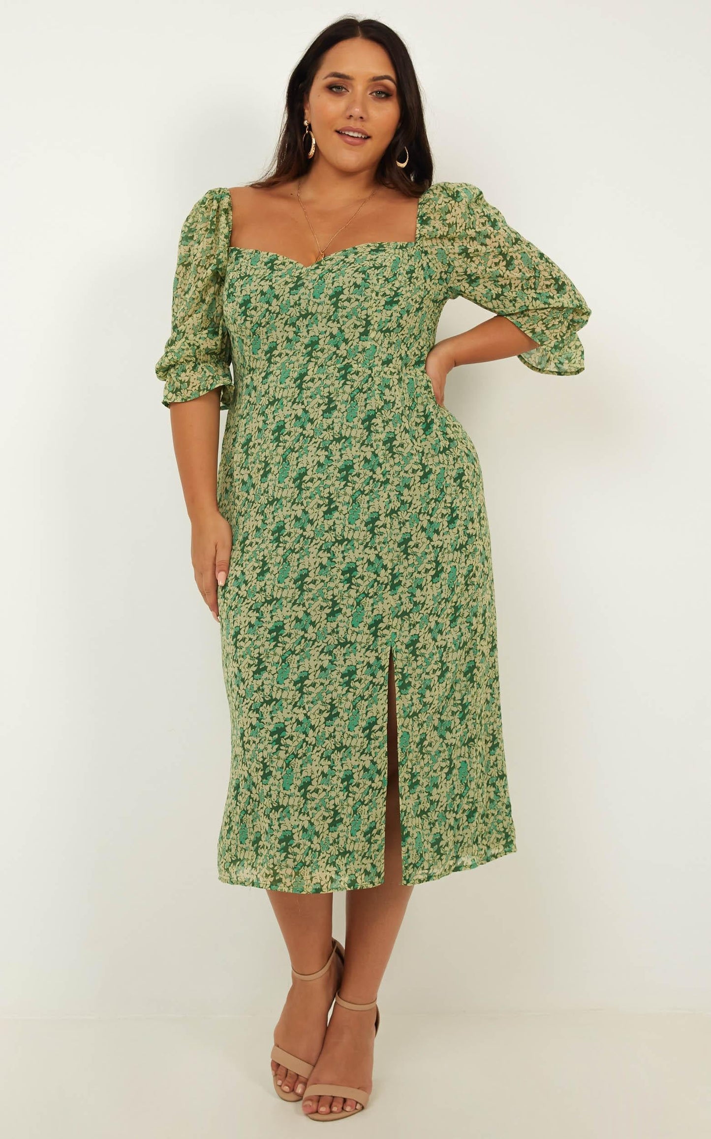 Silence Dress In Green Floral