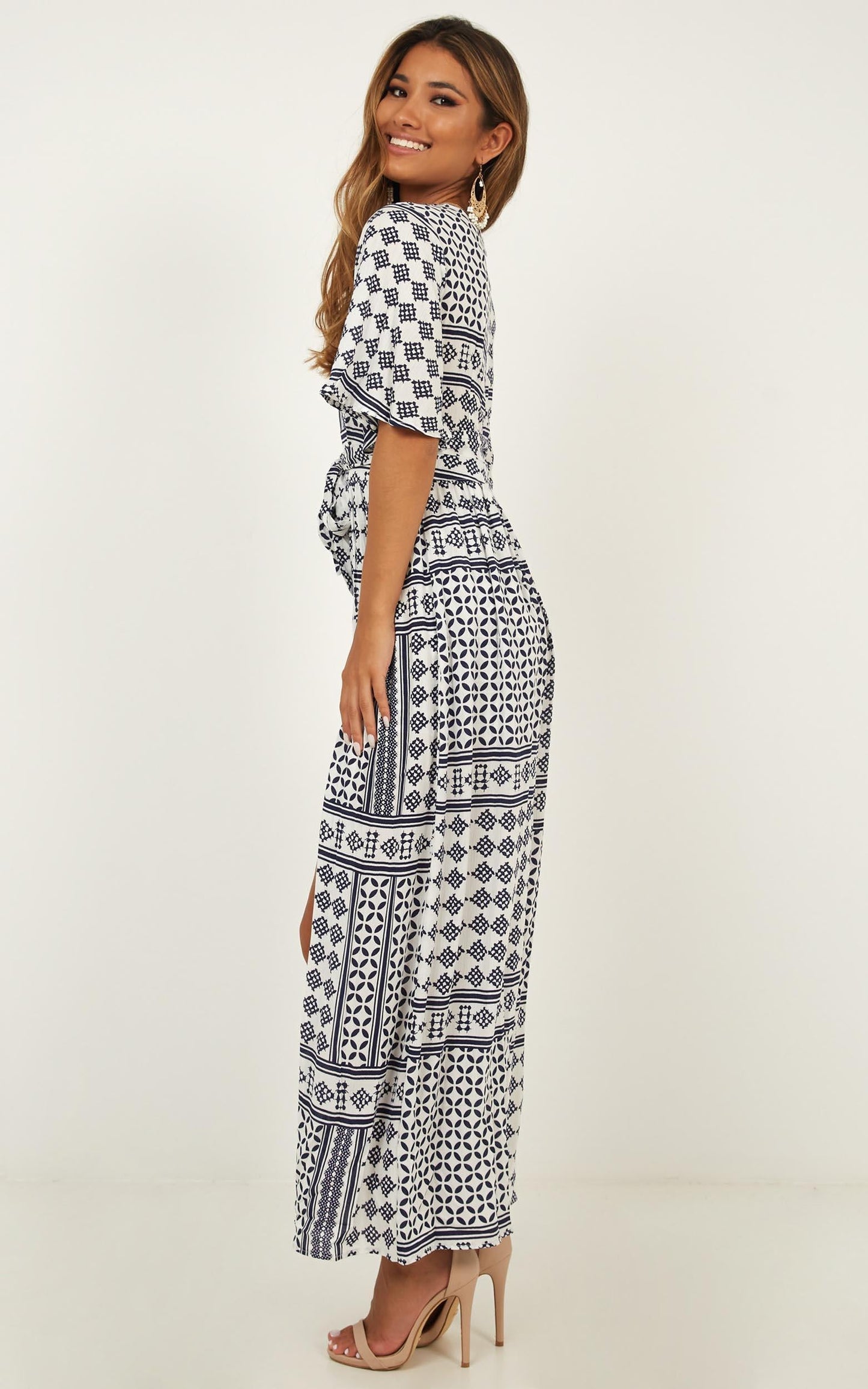 Defeater Maxi Playsuit In Navy Print