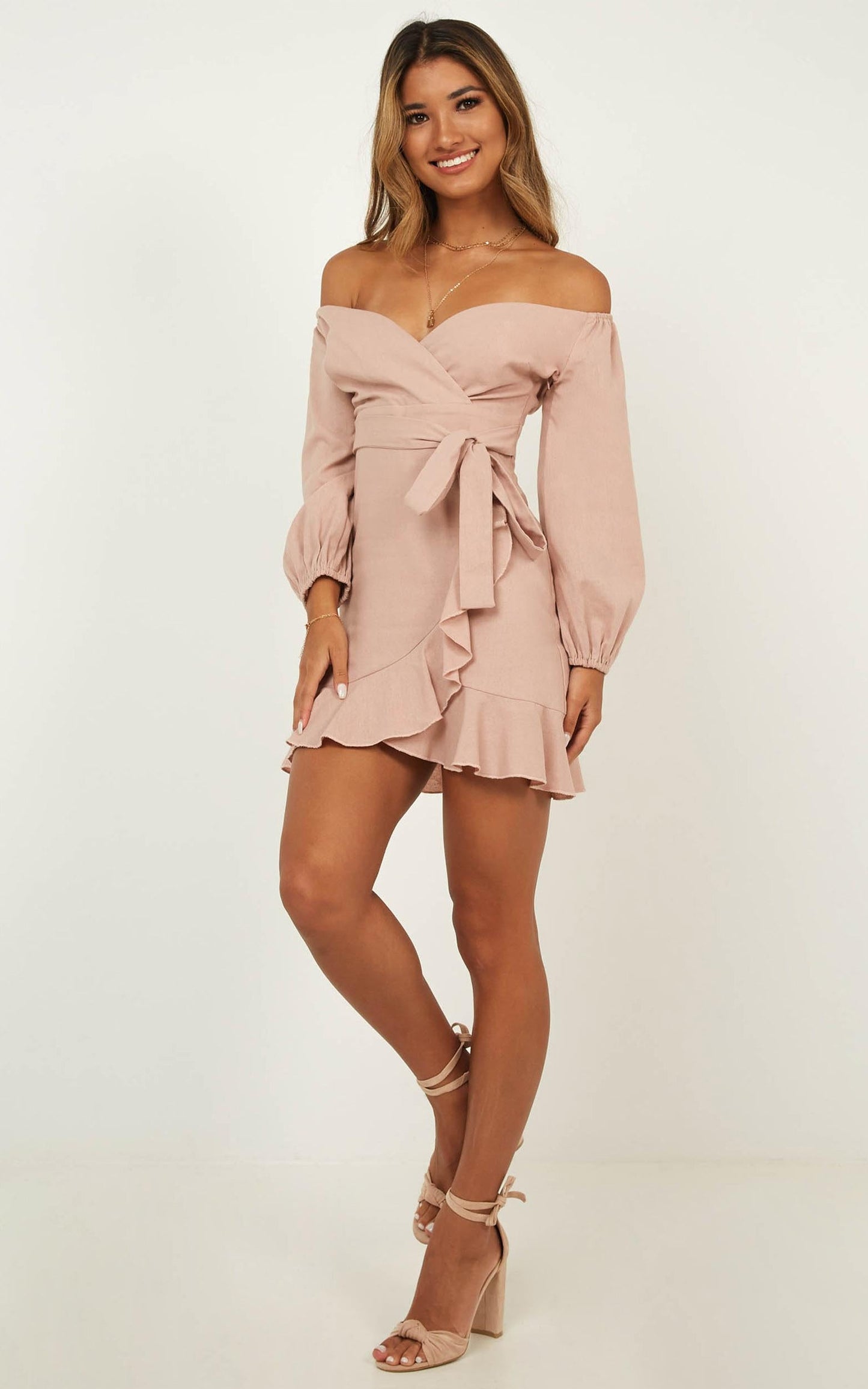 Satellite Love Dress In Blush Linen Look