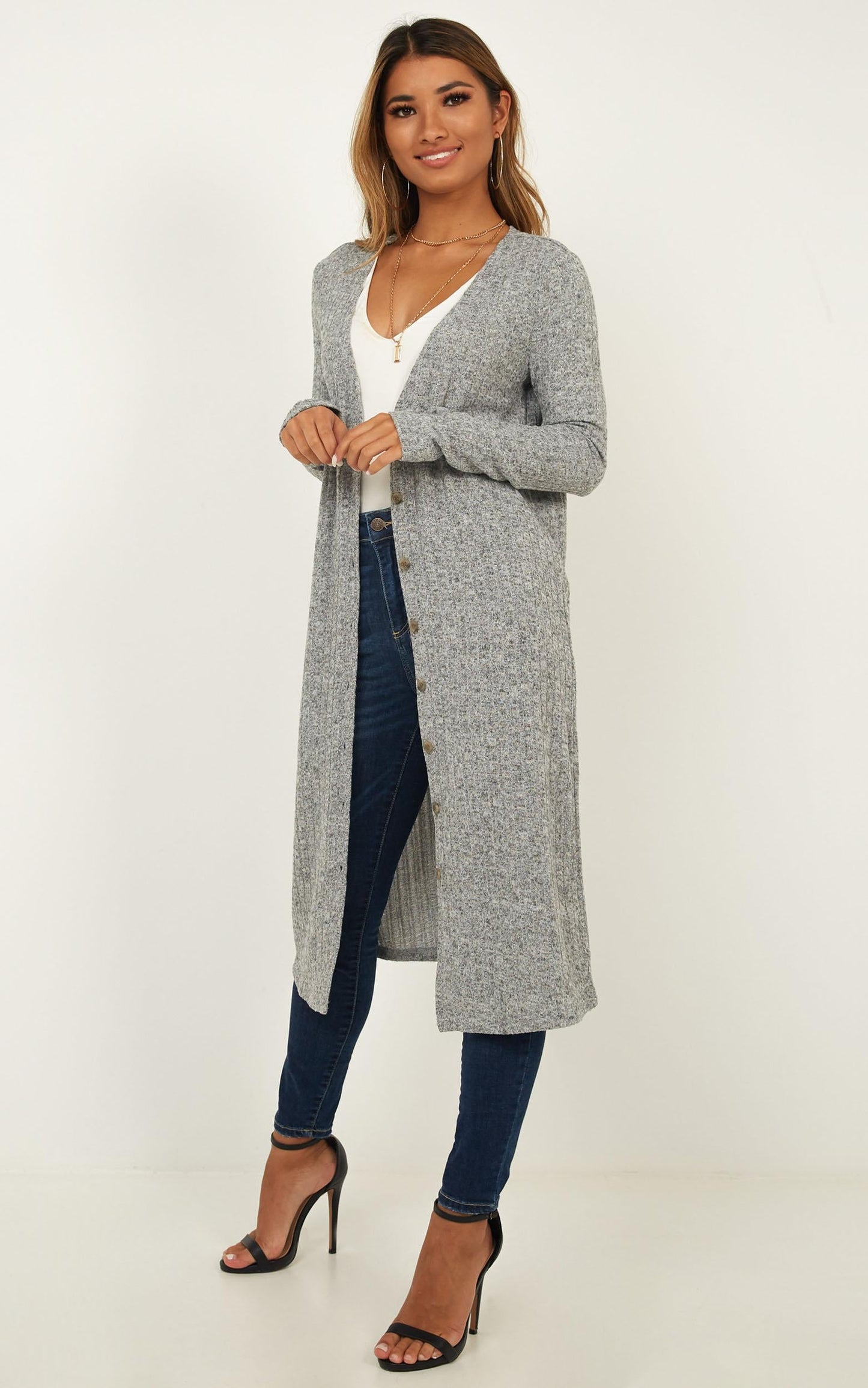 Meet A Stranger Cardigan In Grey Marle