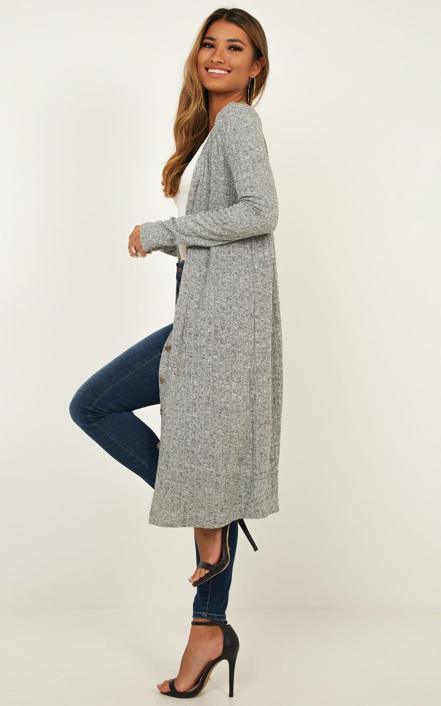 Meet A Stranger Cardigan In Grey Marle