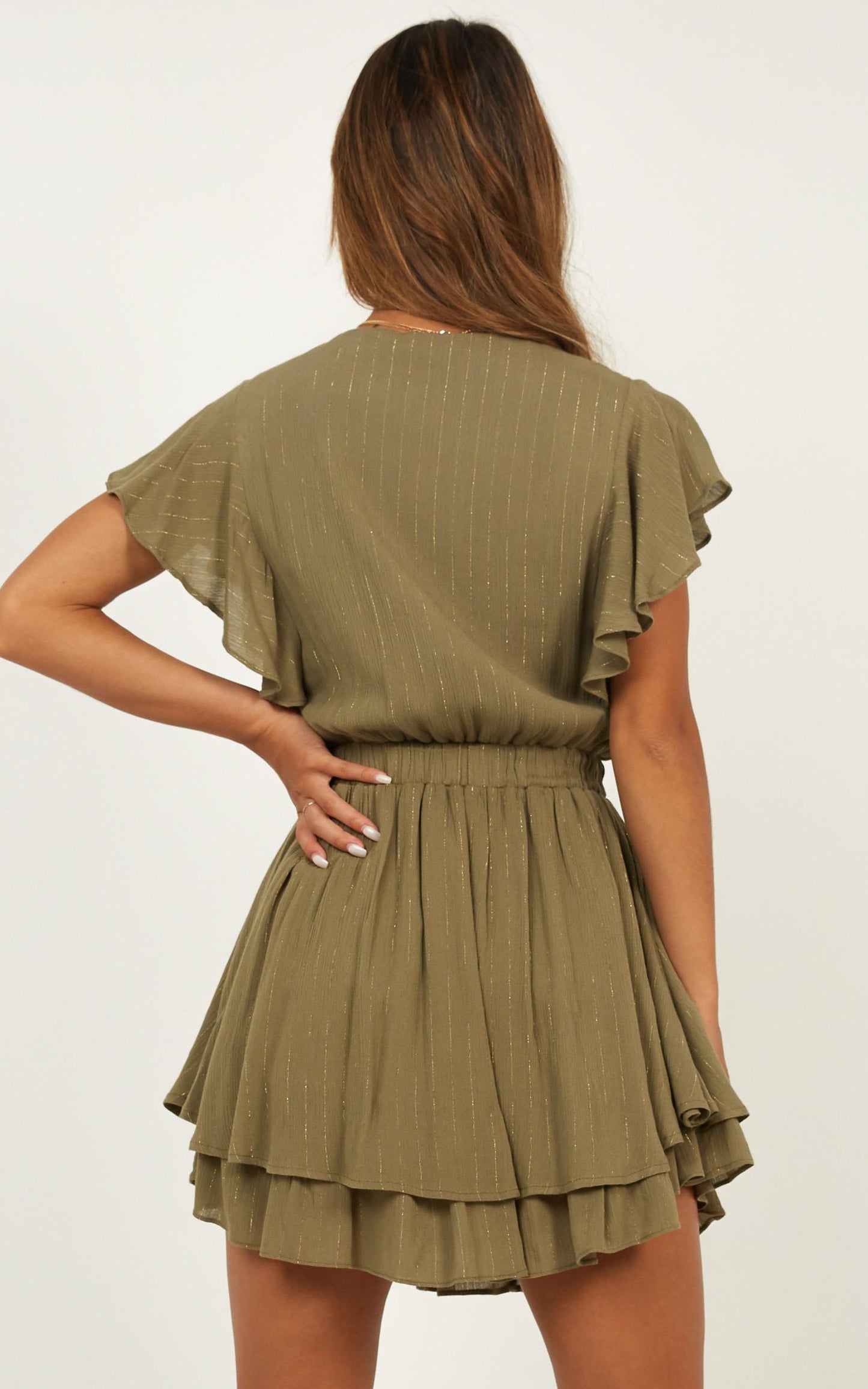 Burning Fire Dress In Khaki