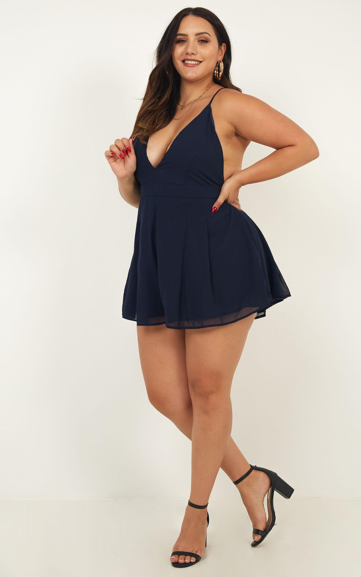 Non Stop Dancer Playsuit In Navy