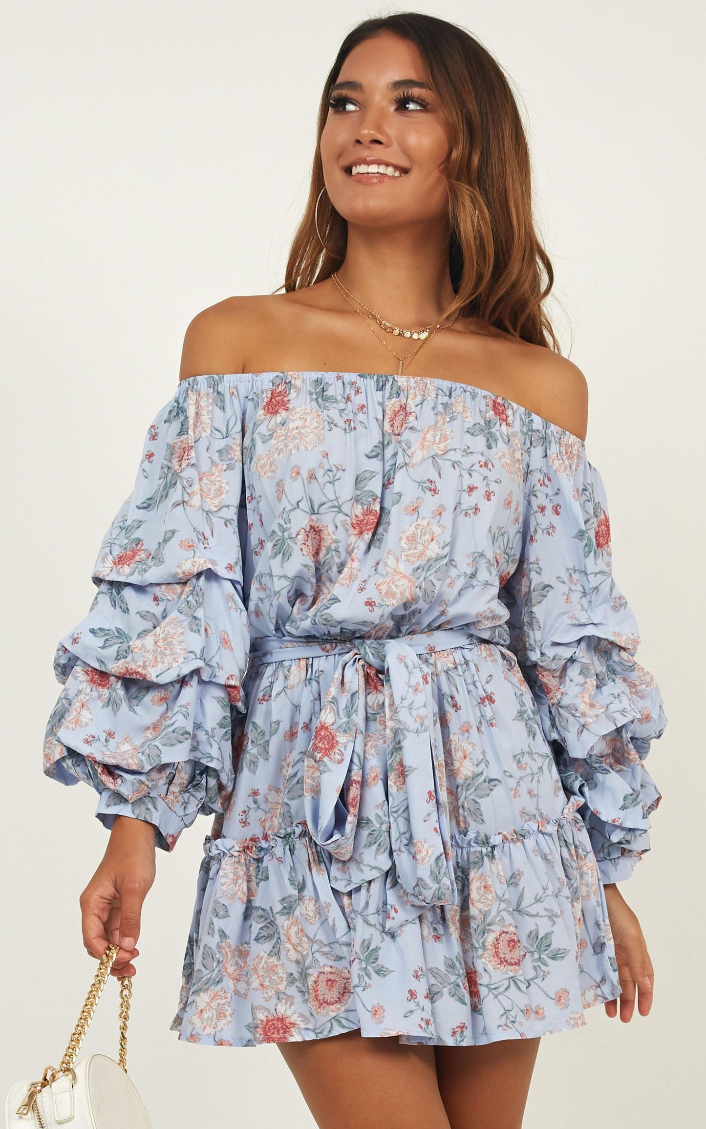 Leave With Me Dress In Blue Floral