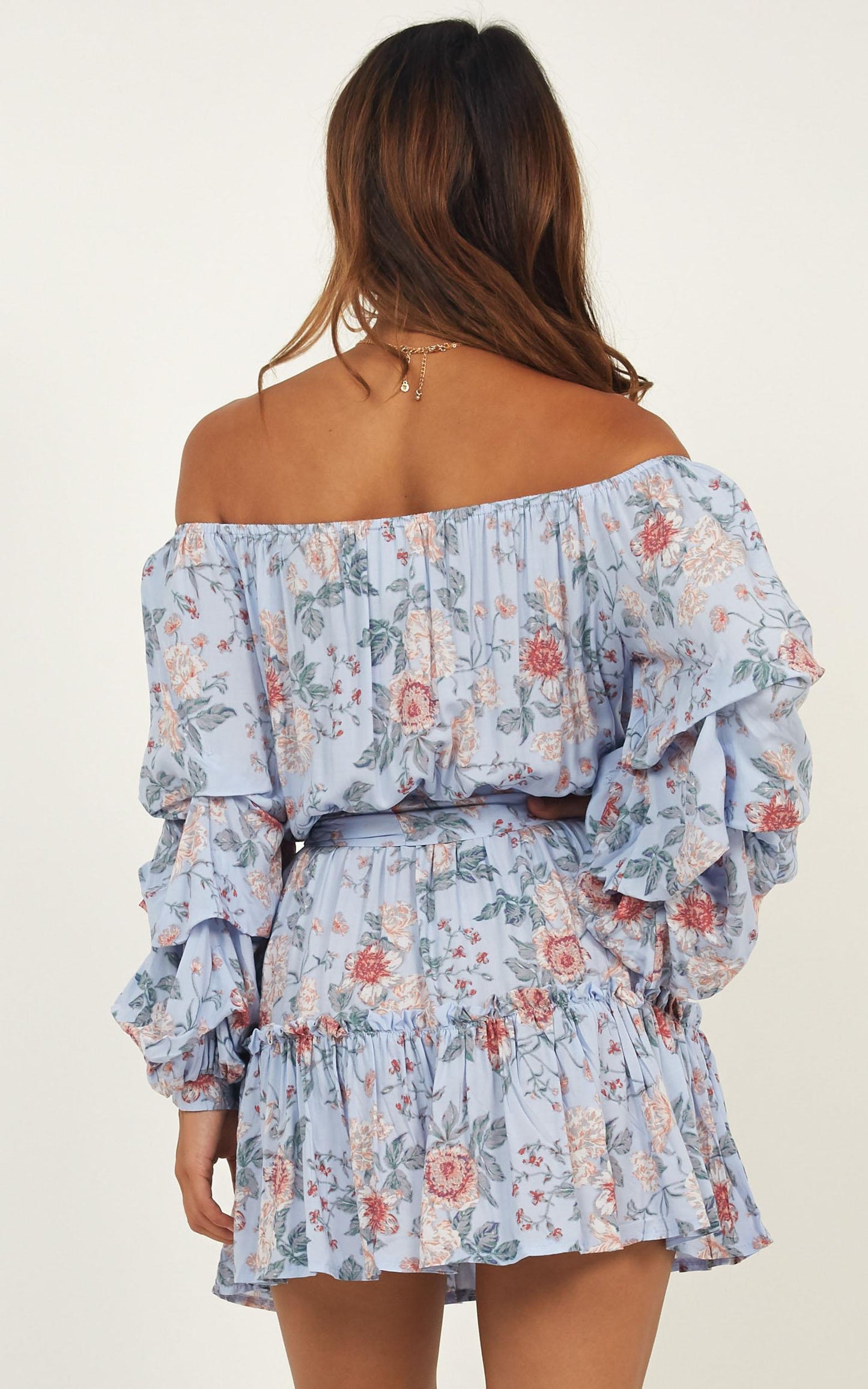 Leave With Me Dress In Blue Floral