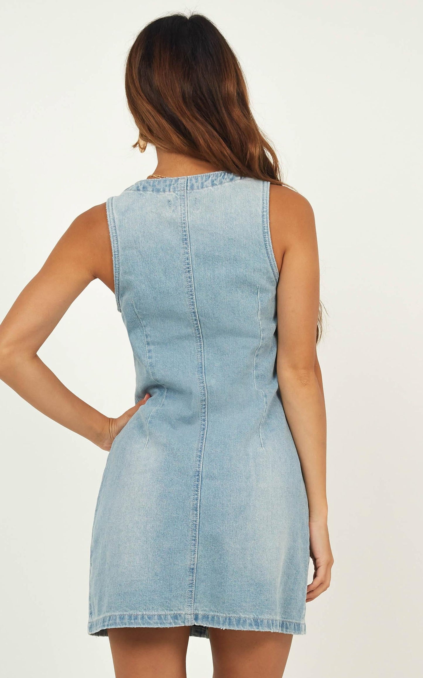 Get Up Dress In Light Wash Denim