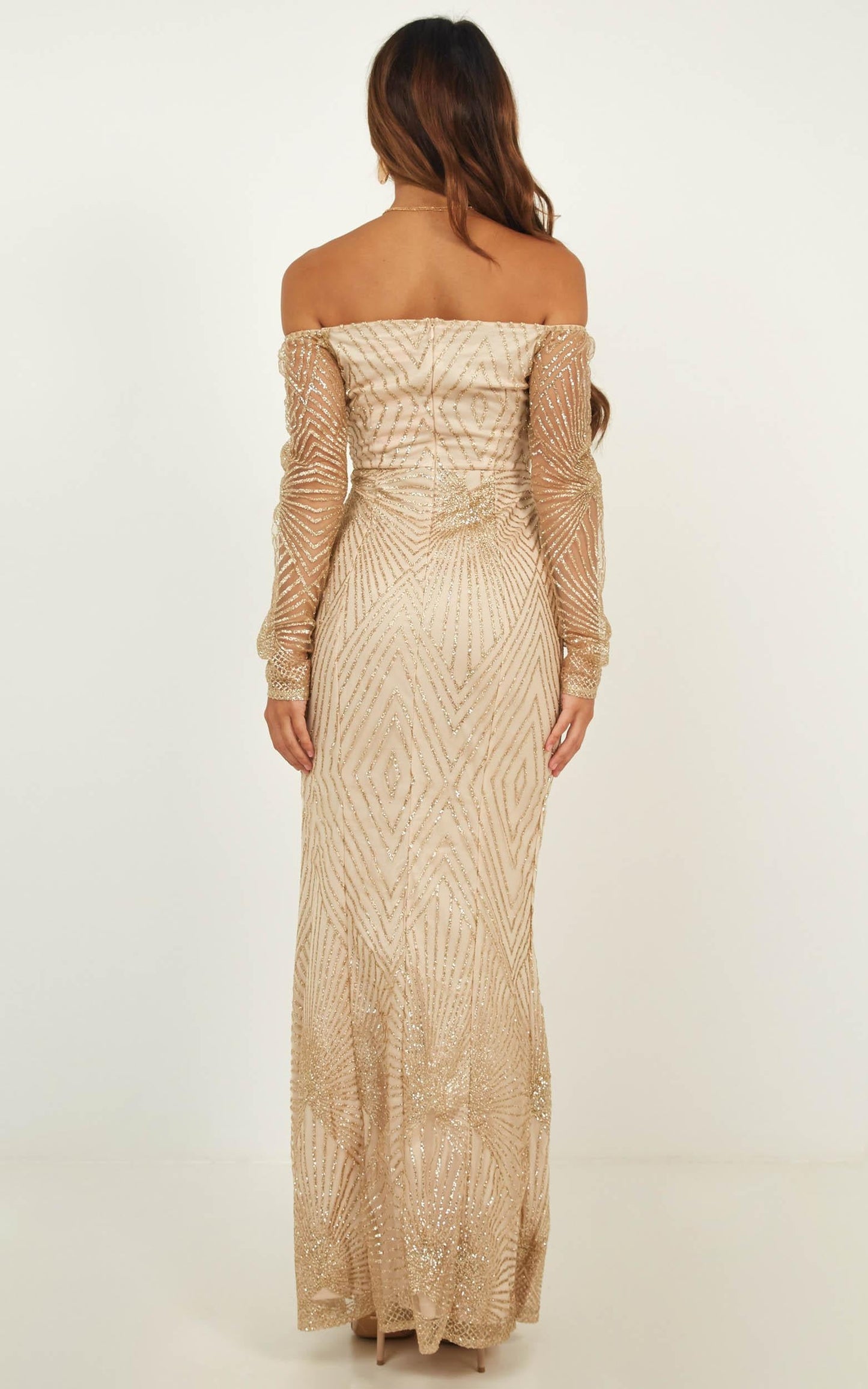 Lucid Dreams Maxi Dress In Gold Glitter