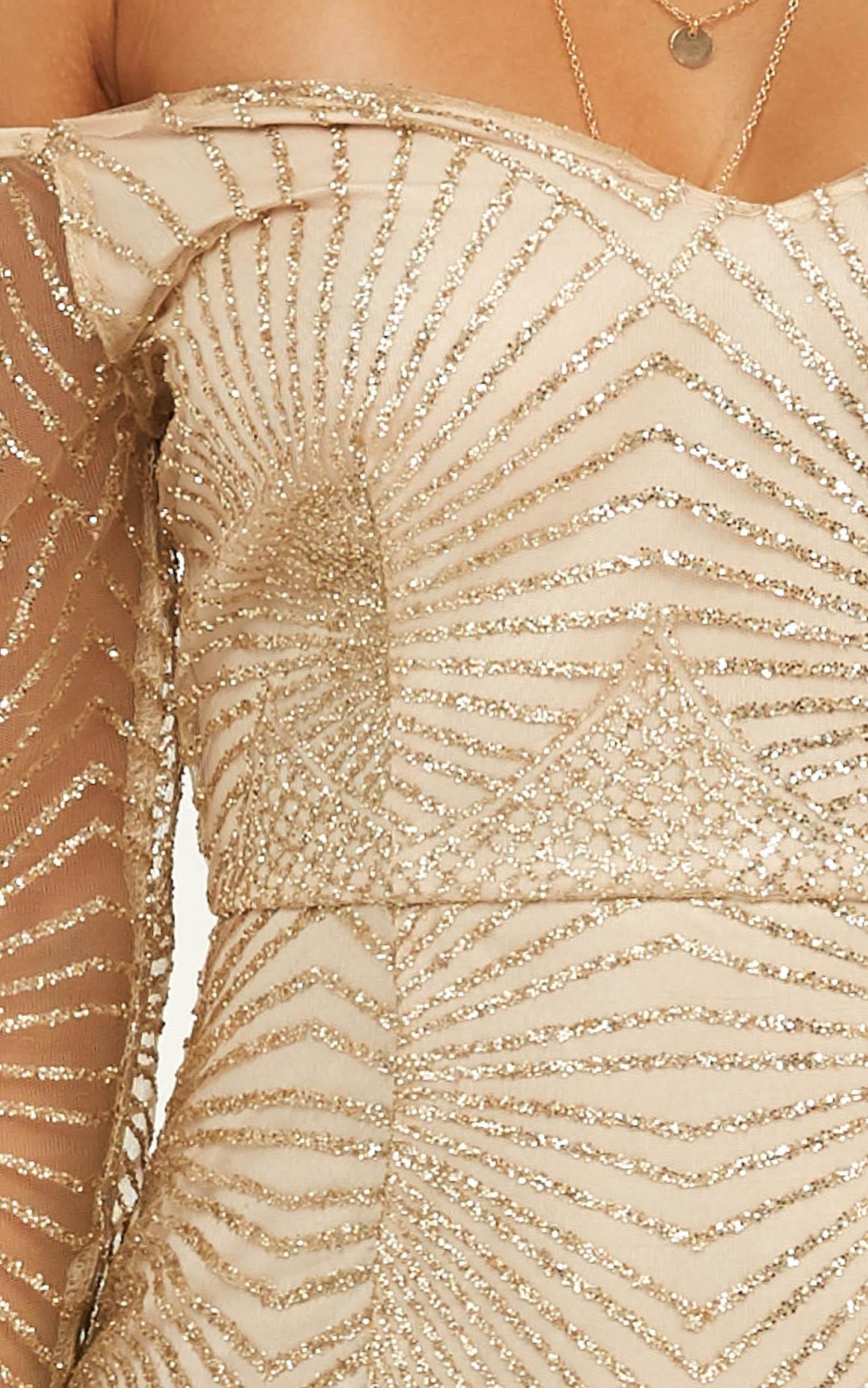 Lucid Dreams Maxi Dress In Gold Glitter