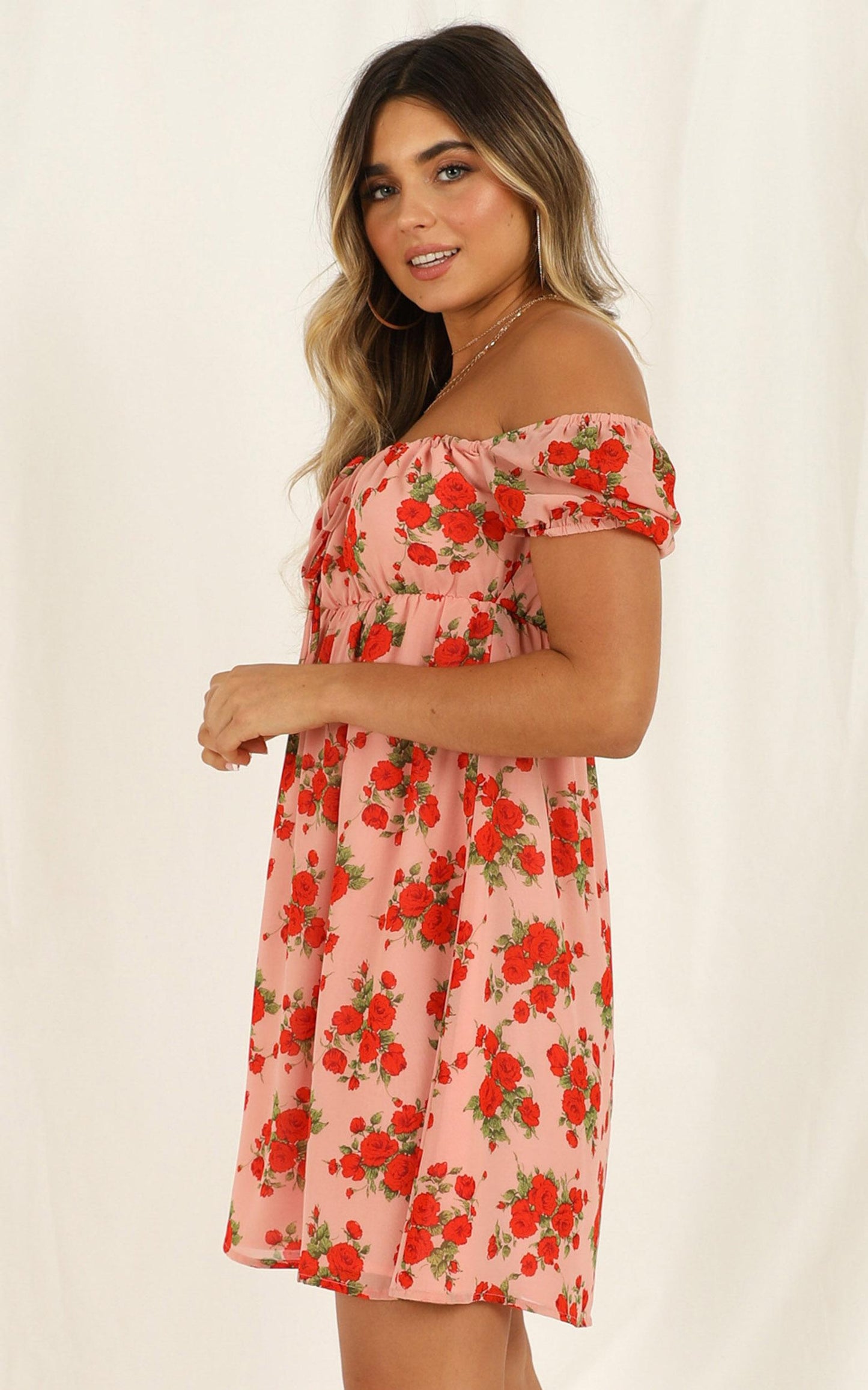 Lunch Date Dress In Peach Floral