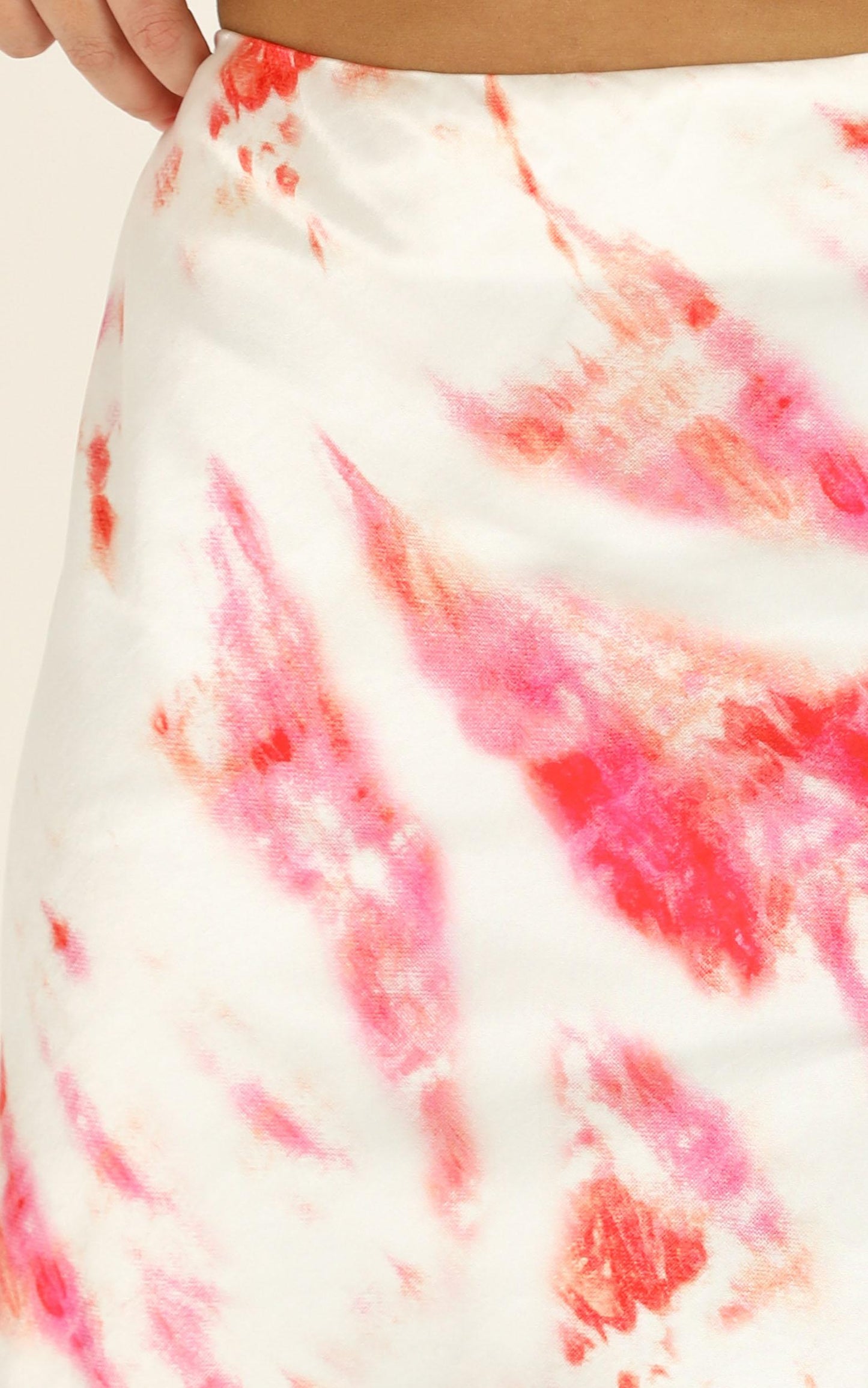 Alfie Skirt In Pink Tie Dye Satin