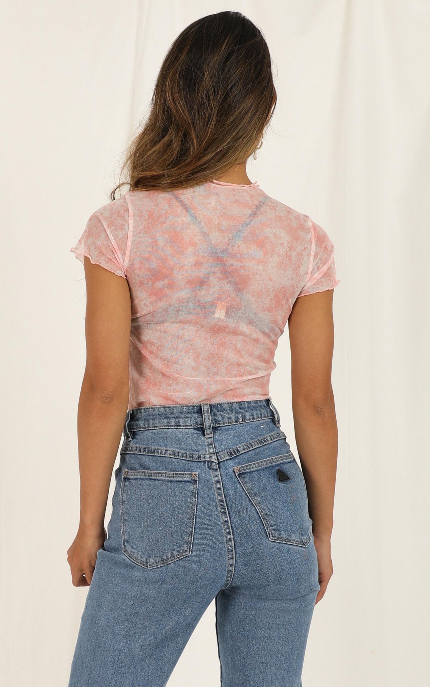 Galactic Disco Top in Coral Tie Dye