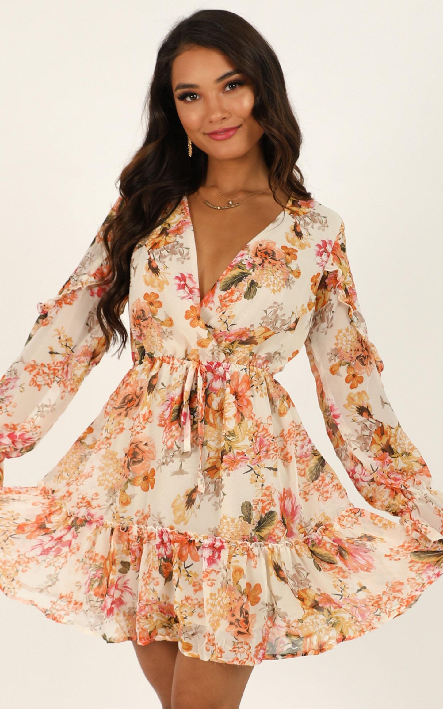 Hibiscus Flower Dress In White Floral