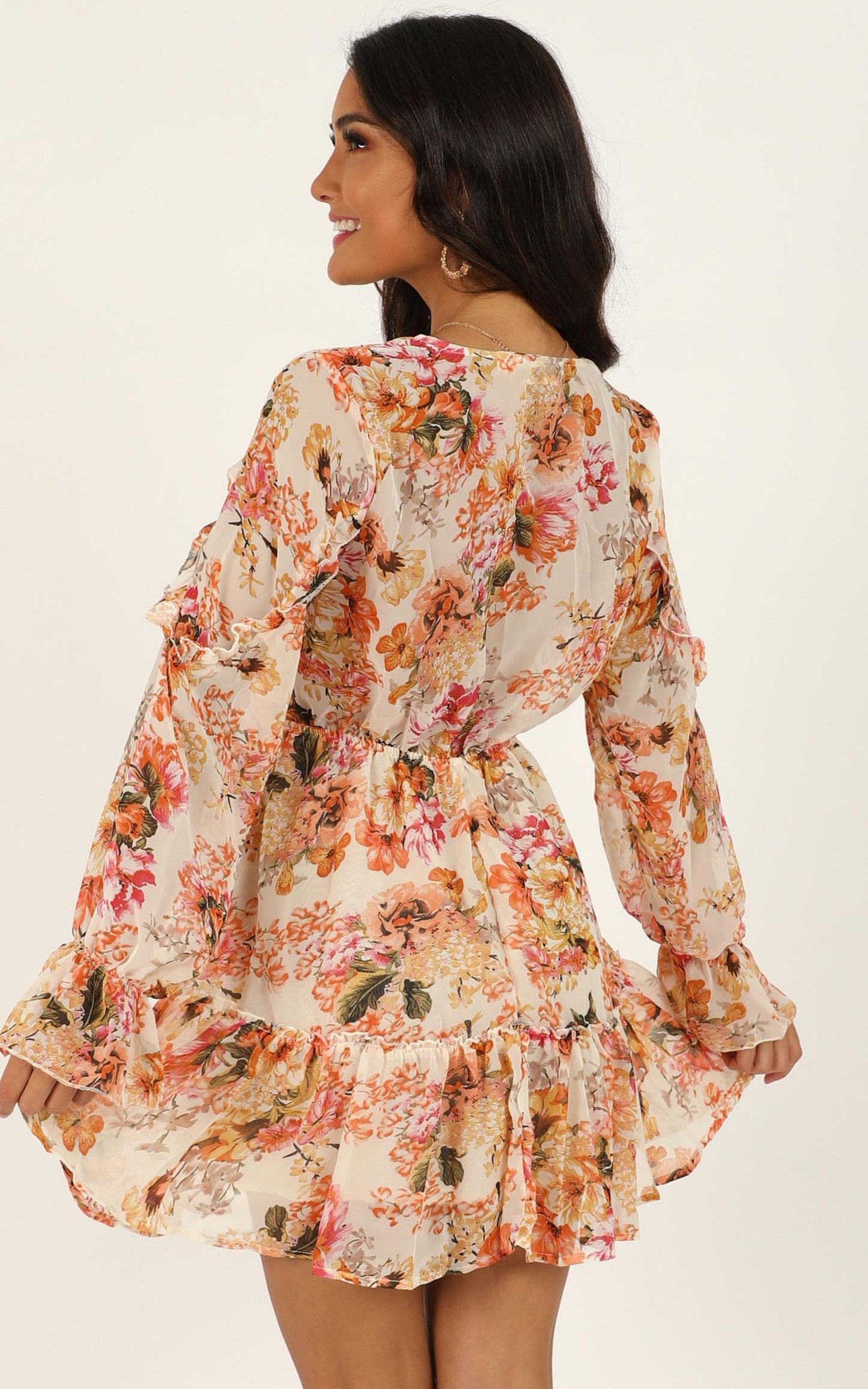 Hibiscus Flower Dress In White Floral