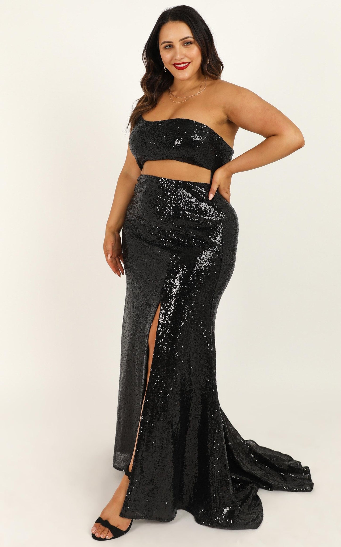 Losing Track Of Time Dress In Black Sequin