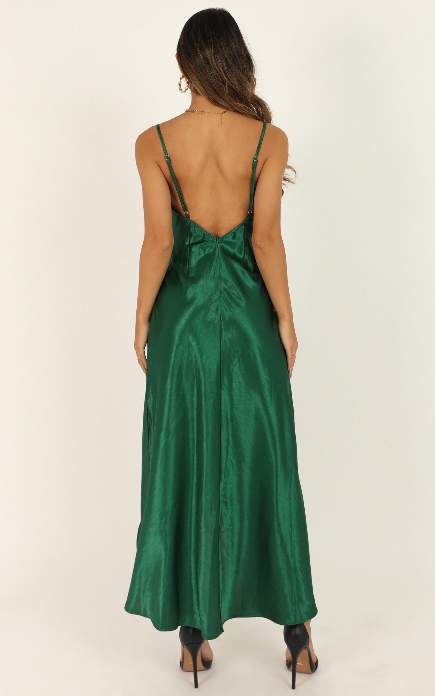 Army Of One Dress In Emerald Green Satin