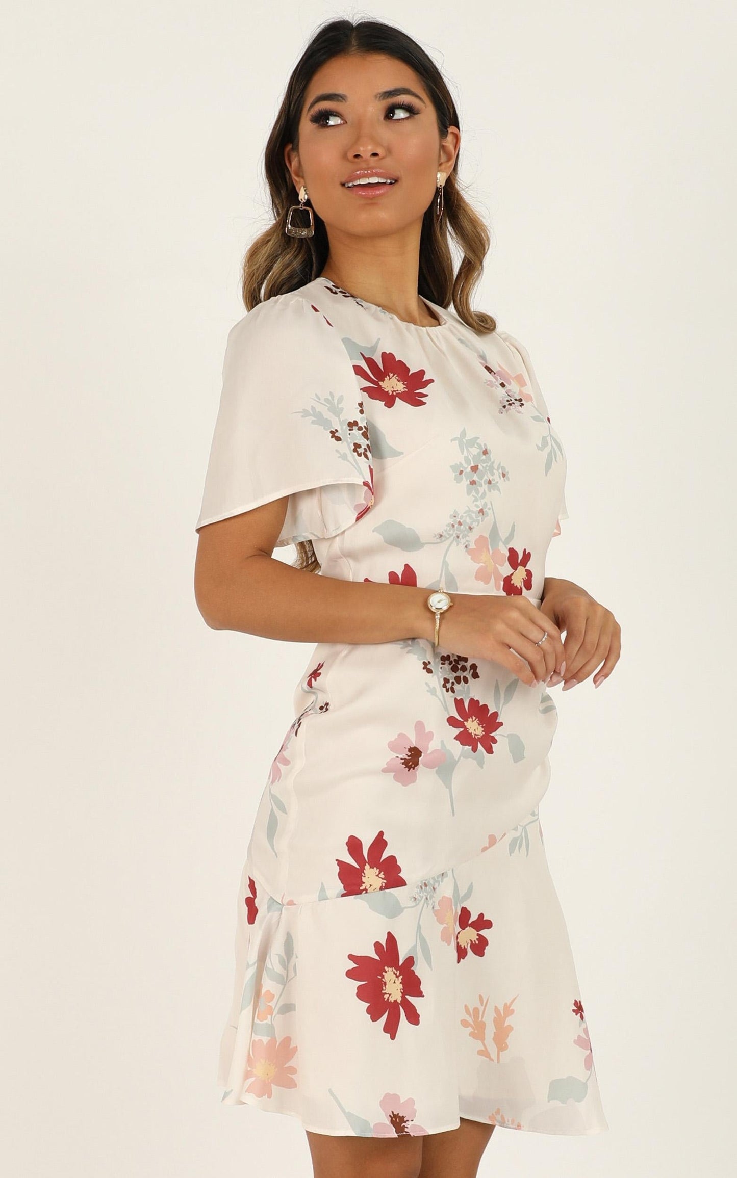 Elevated Ideas Dress In Cream Floral