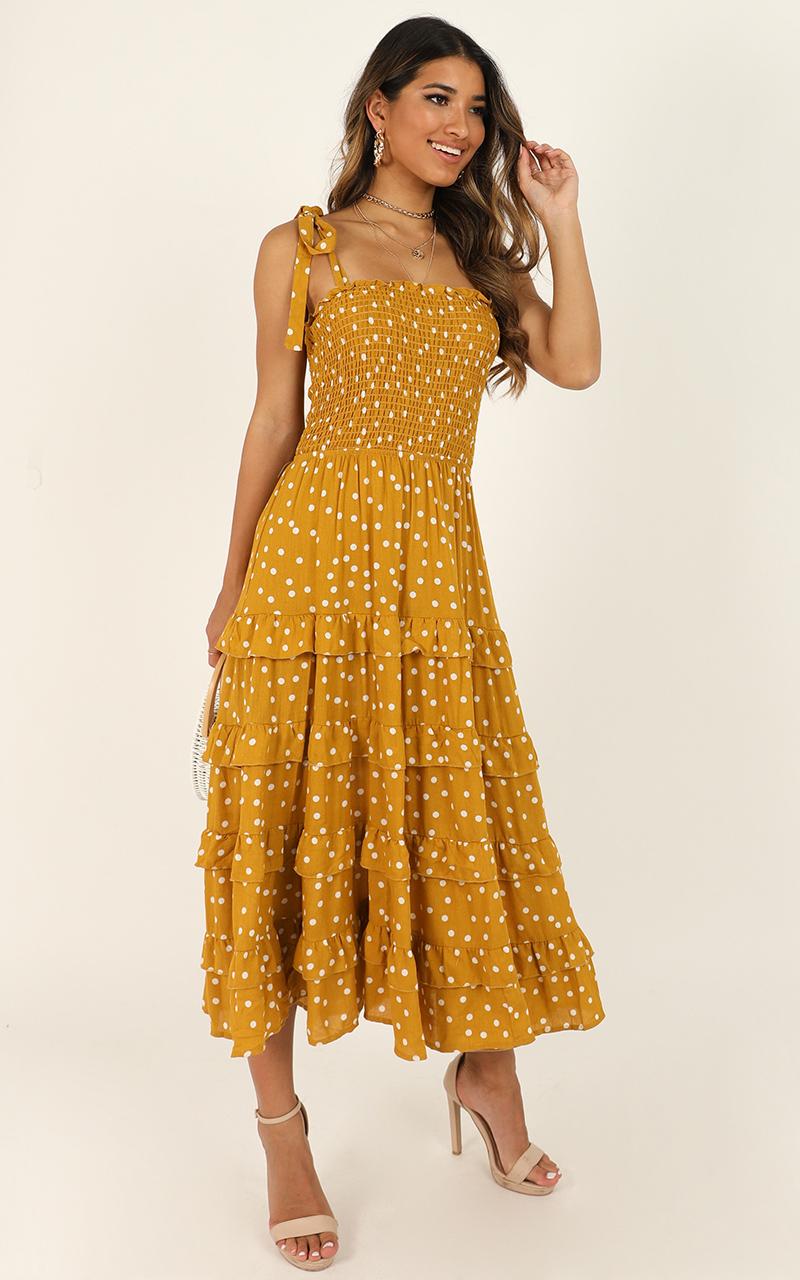 Giselle Dress In Mustard Spot