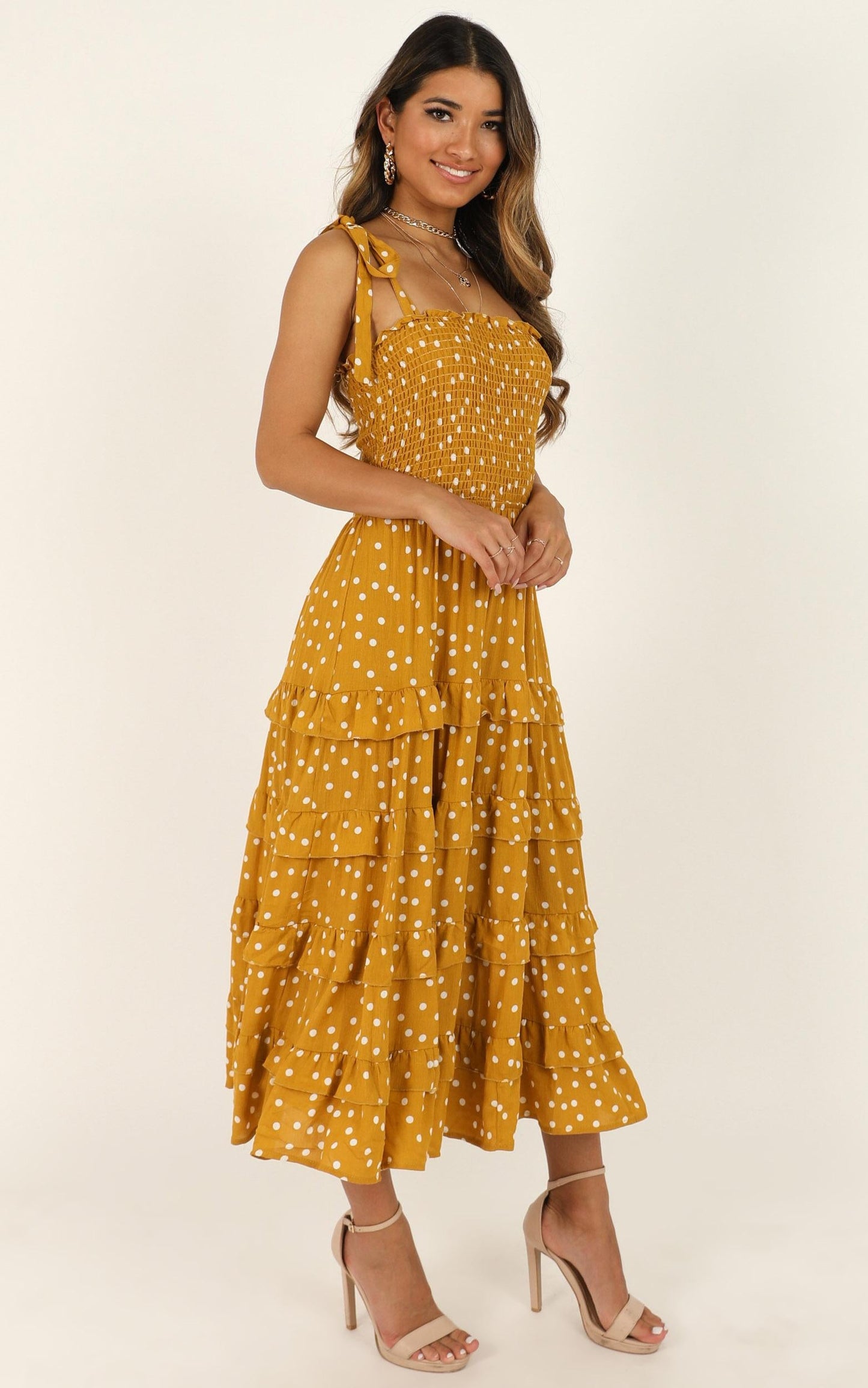 Giselle Dress In Mustard Spot