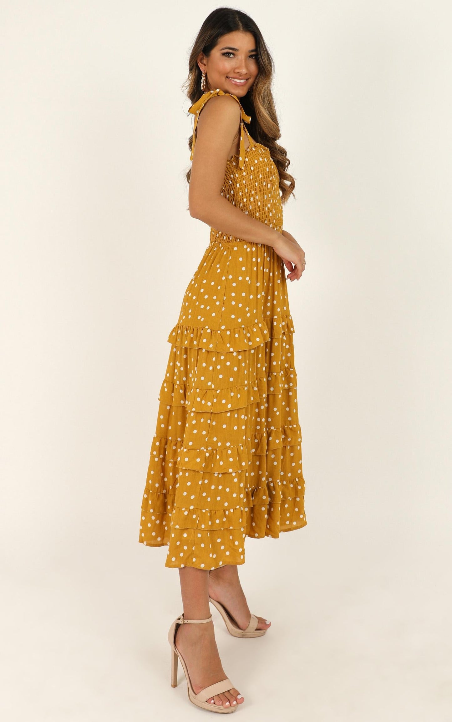 Giselle Dress In Mustard Spot