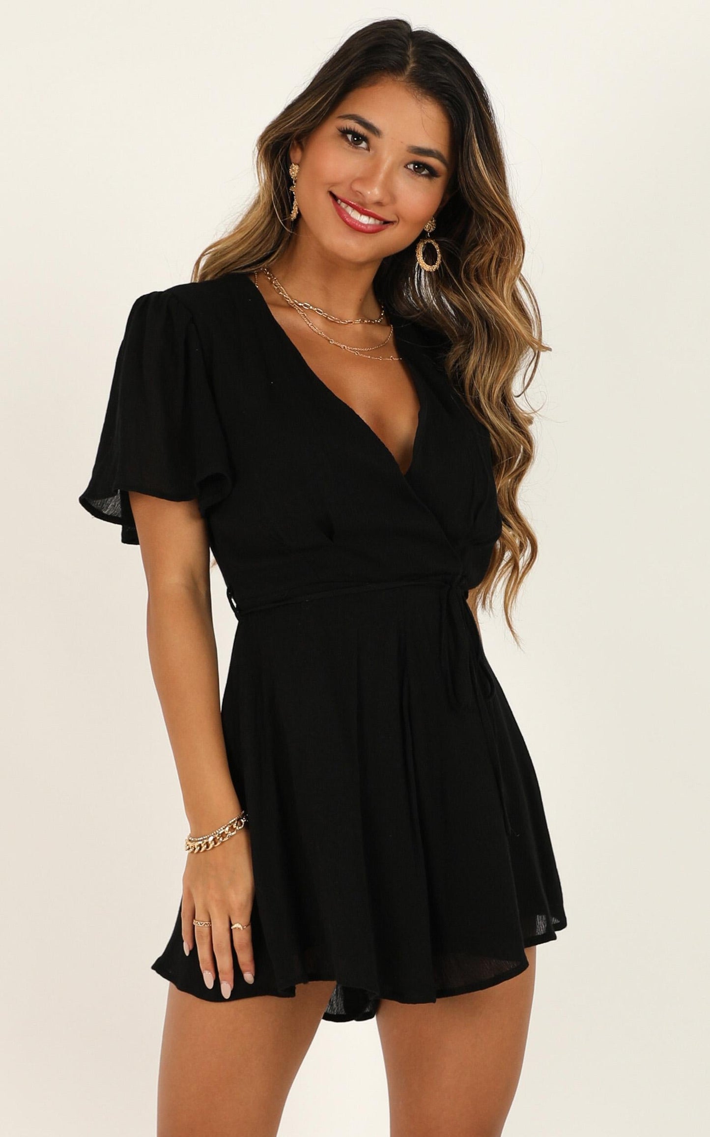 Looking On Point Playsuit In Black