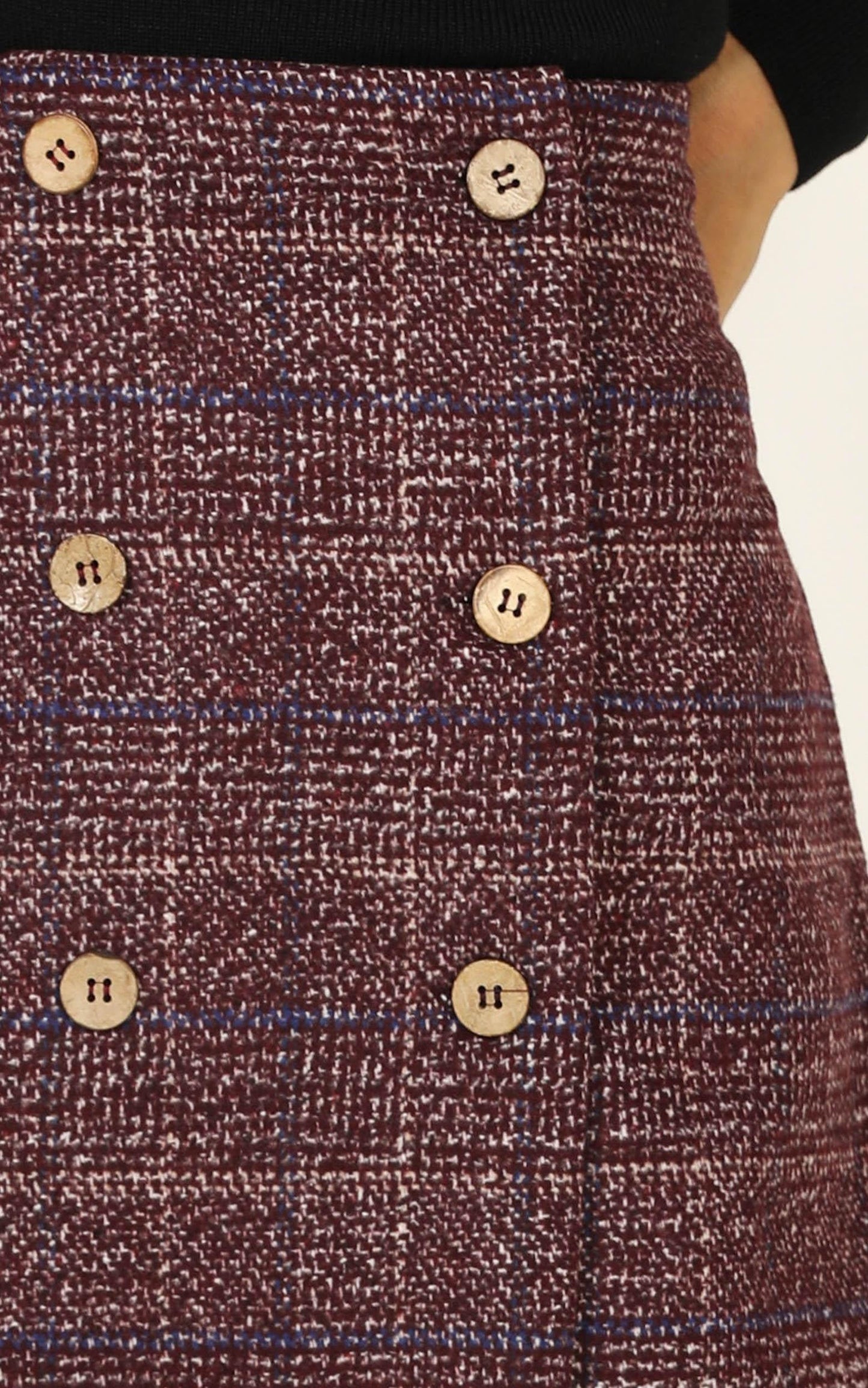 Thoughts Of You Skirt in Wine Check