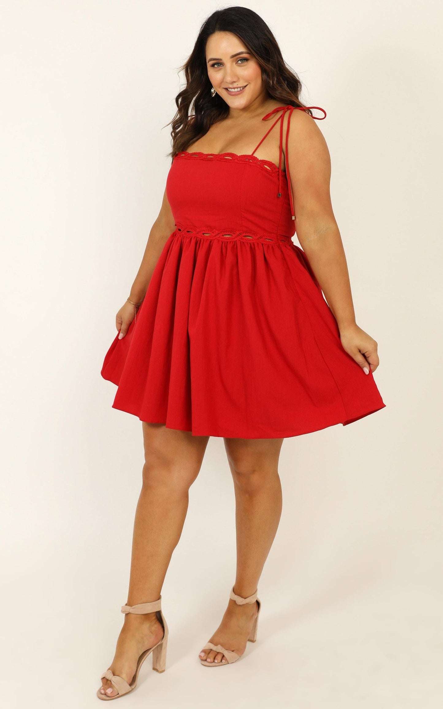 Get Out Right Now Dress In Red Linen Look