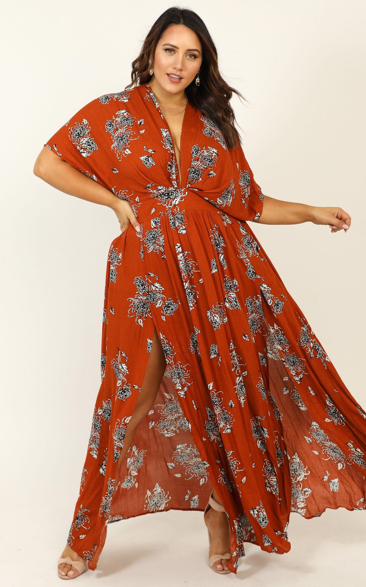 Vacay Ready Maxi Dress in Rust Floral