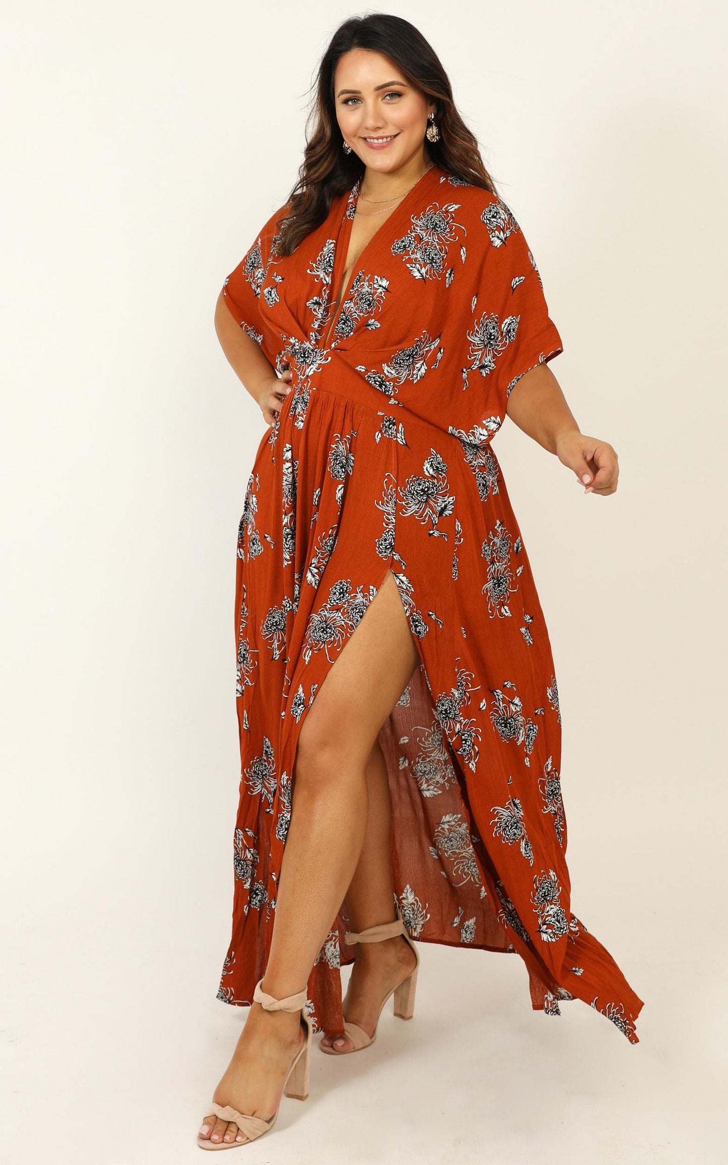 Vacay Ready Maxi Dress in Rust Floral