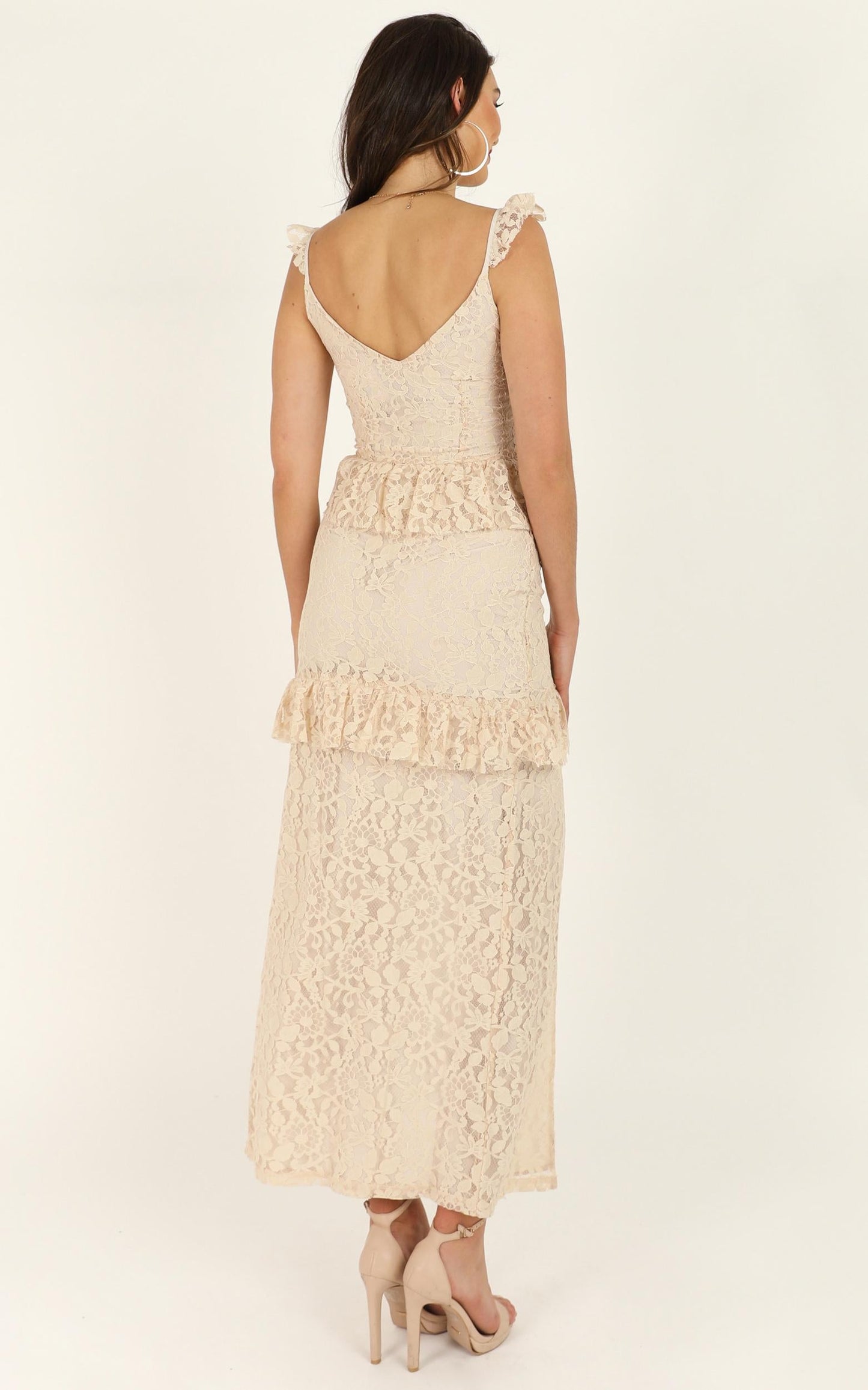 Waiting Forever Maxi Dress In Cream Lace