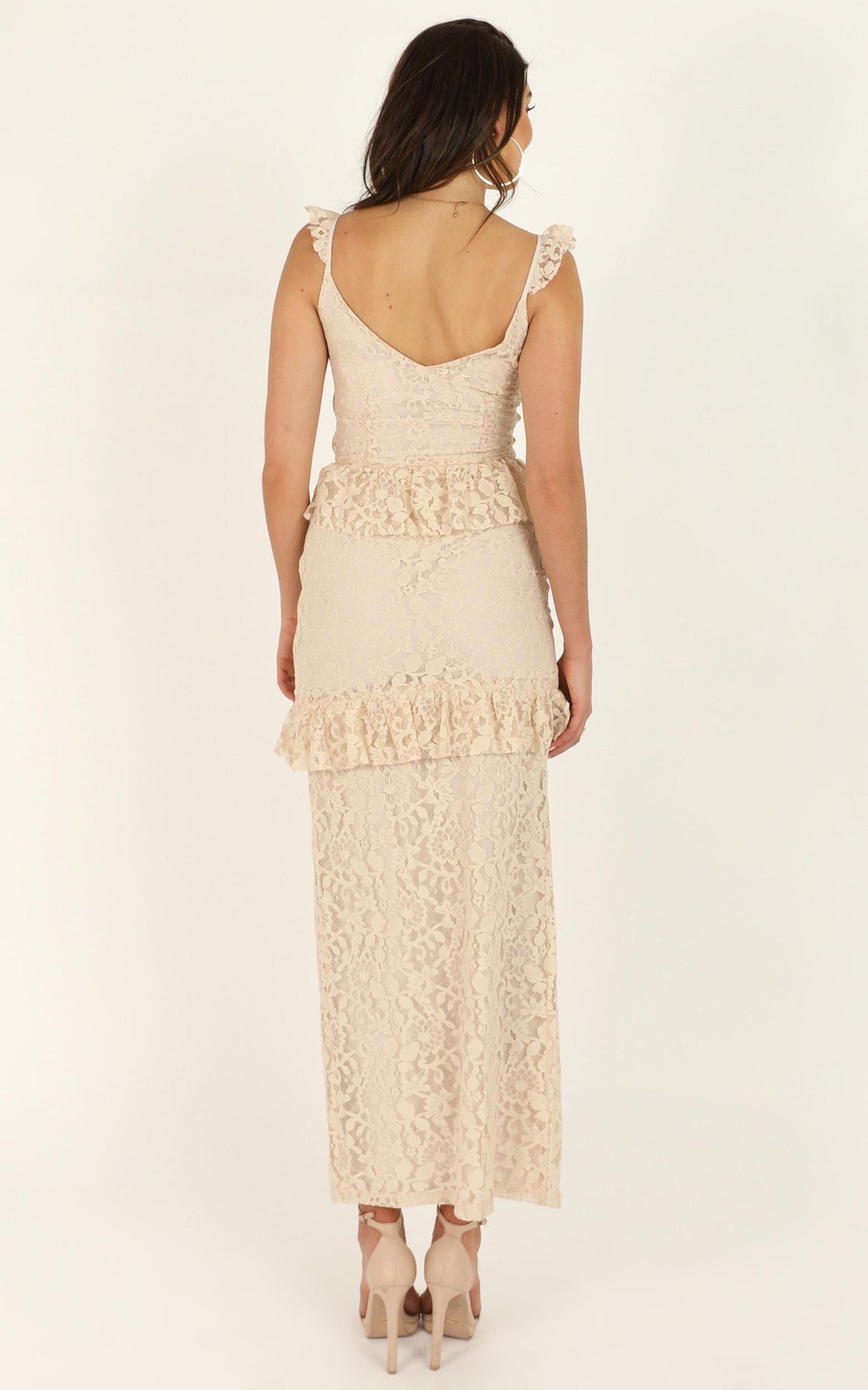 Waiting Forever Maxi Dress In Cream Lace