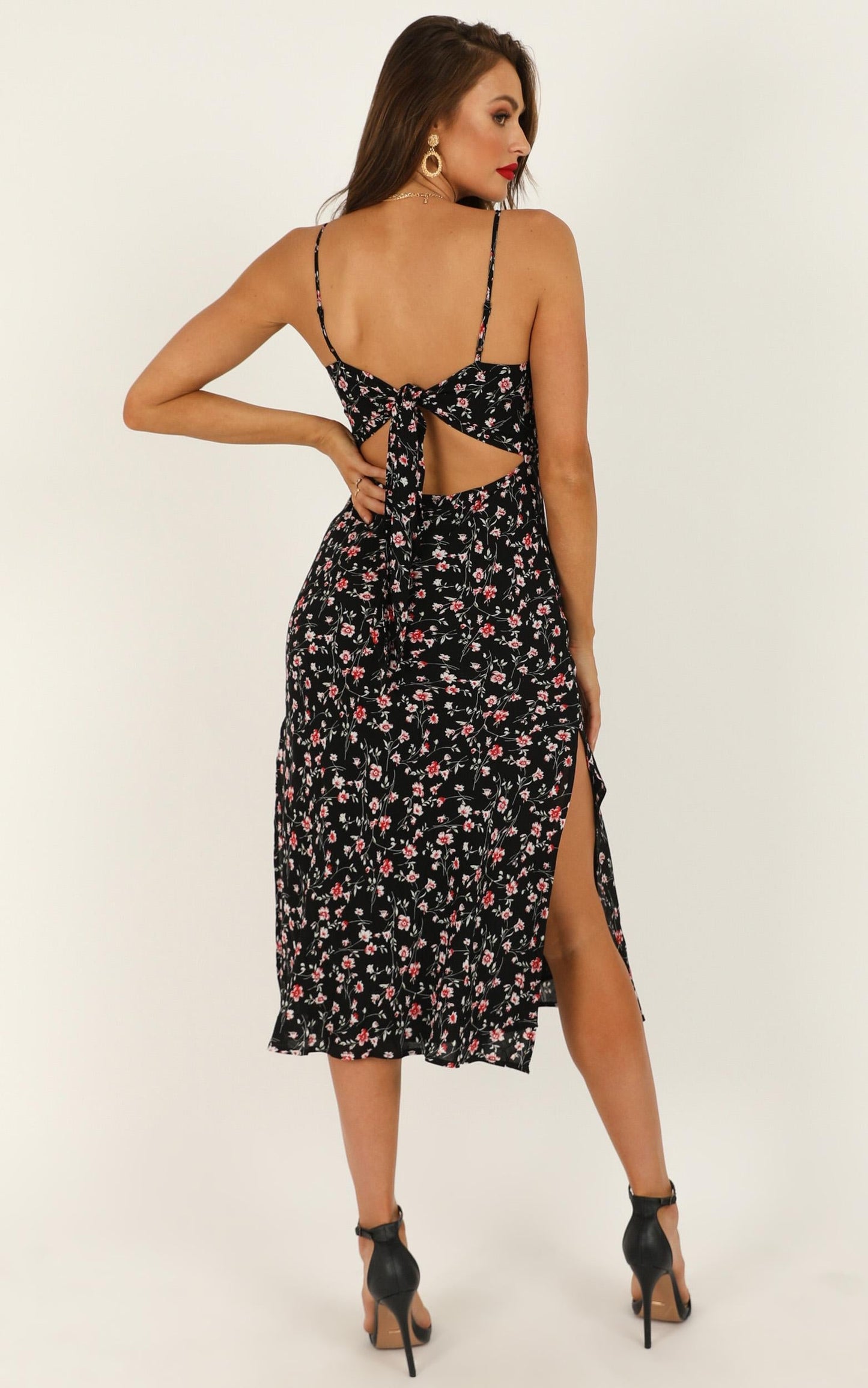 Sheridan Midi Dress in Black Floral