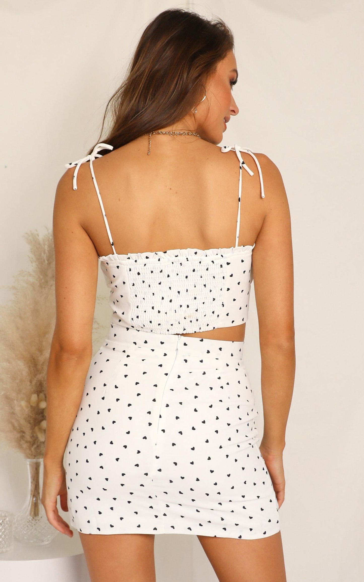 Waterlily Two Piece Set In White Heart Print
