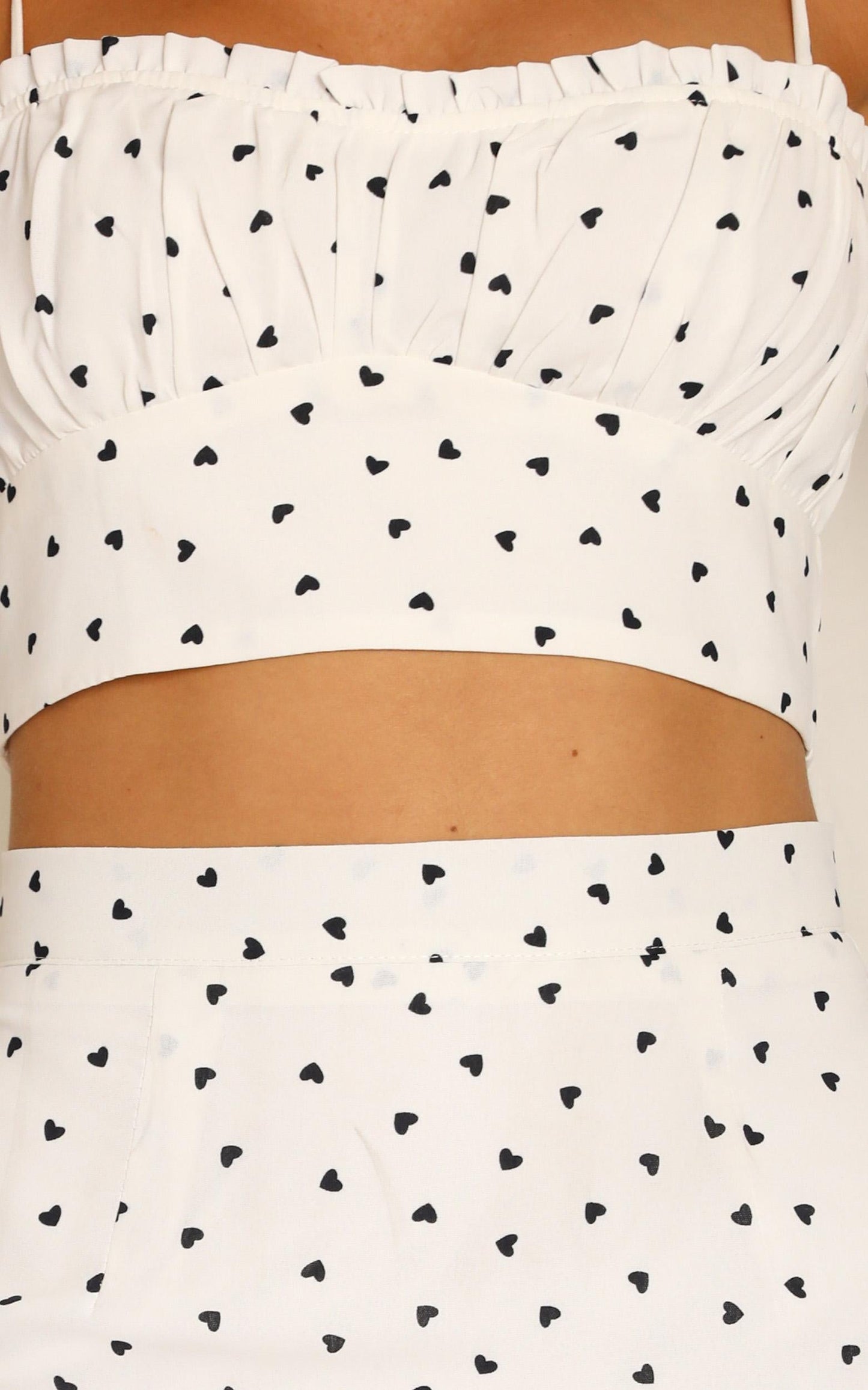 Waterlily Two Piece Set In White Heart Print