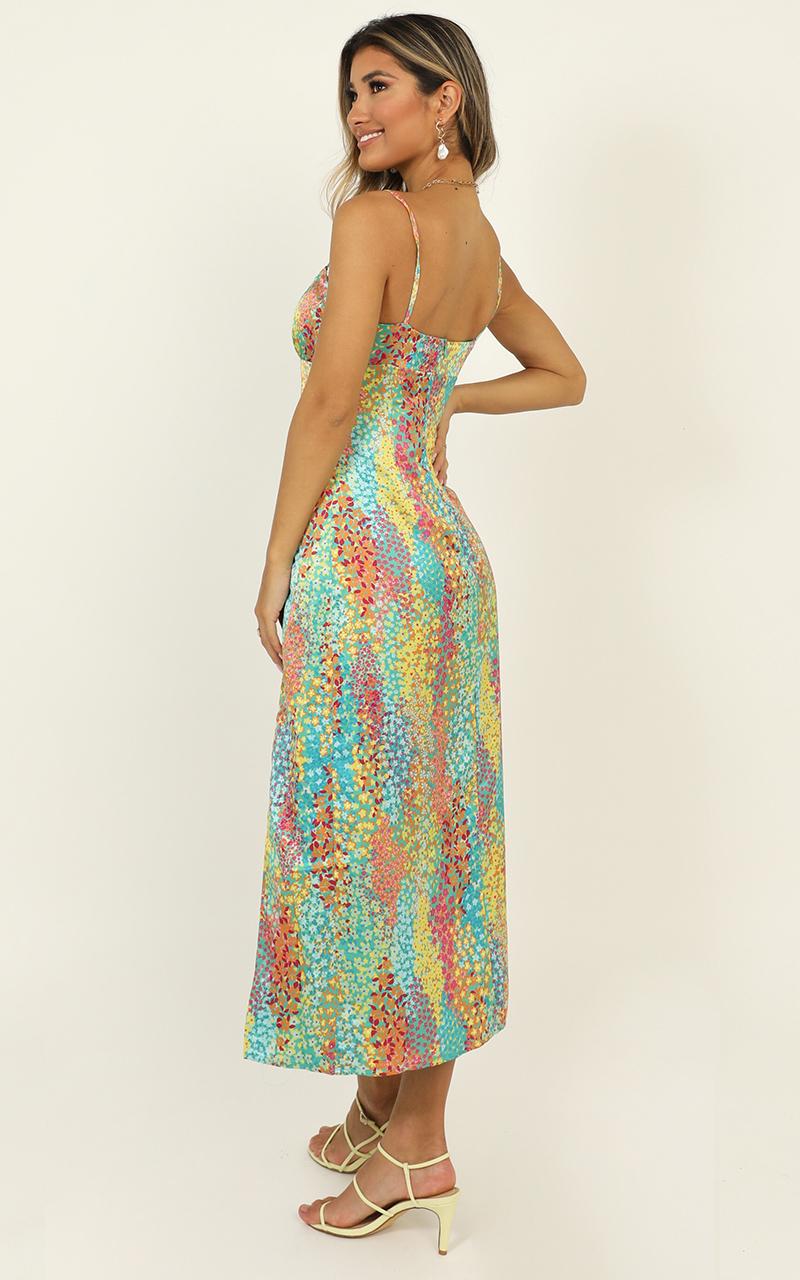 Not your Gal Midi Dress in Multi Floral Satin
