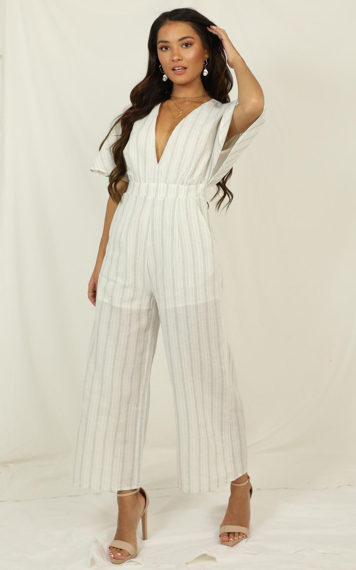 Dont Miss Out Jumpsuit In Light  Blue Stripe