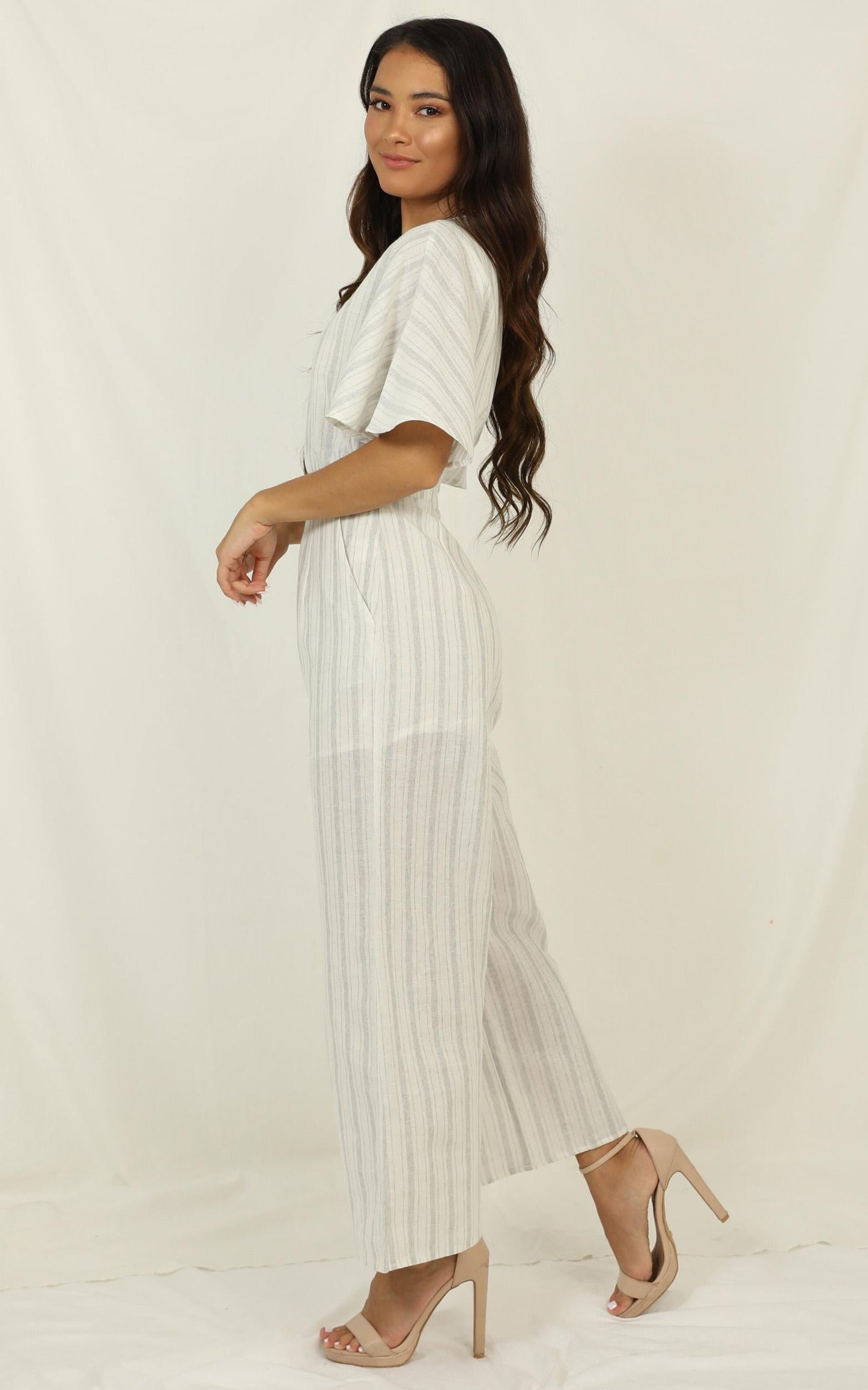 Dont Miss Out Jumpsuit In Light  Blue Stripe