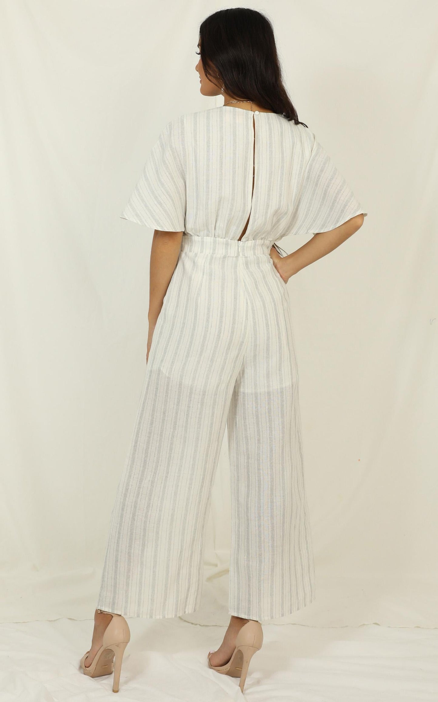 Dont Miss Out Jumpsuit In Light  Blue Stripe